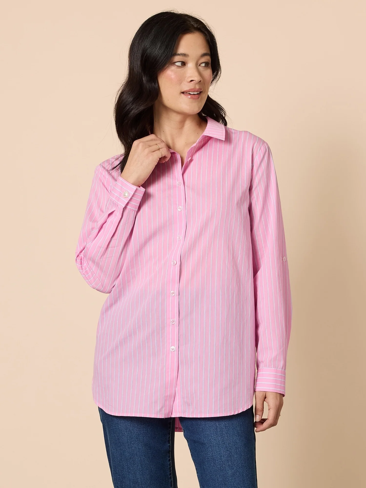 Savannah Stripe Print Shirt - Pink