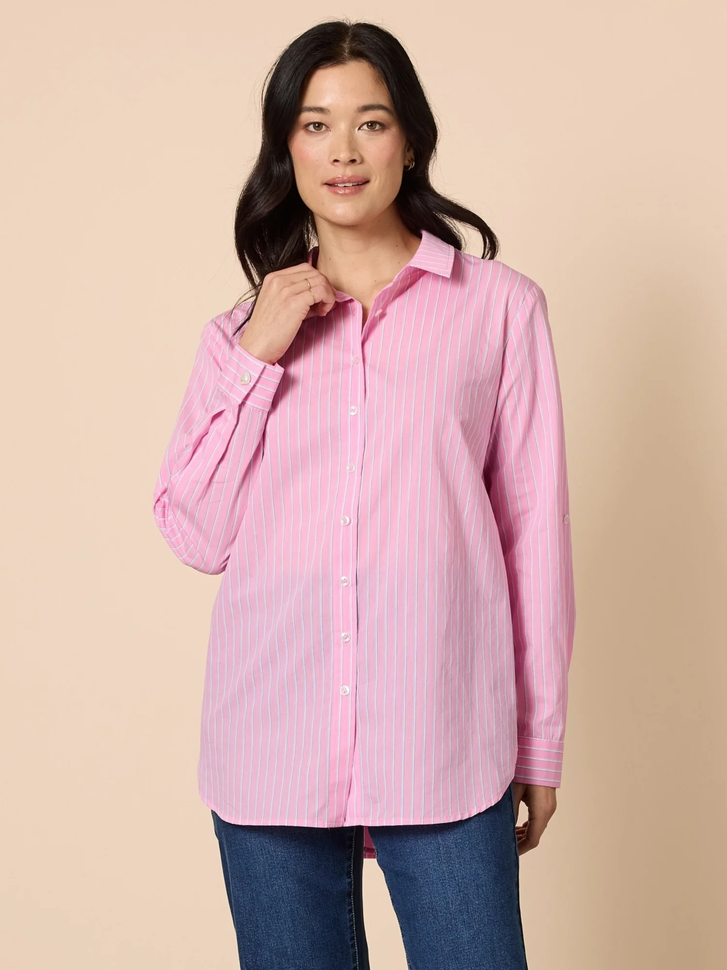 Savannah Stripe Print Shirt - Pink - Image 3