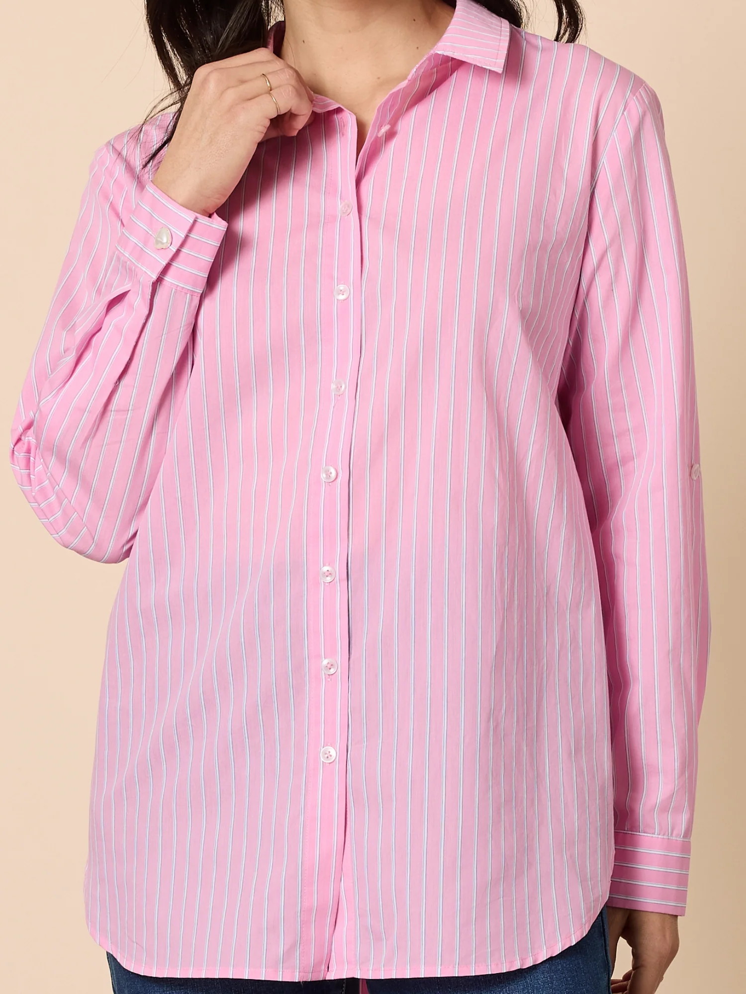 Savannah Stripe Print Shirt - Pink - Image 5