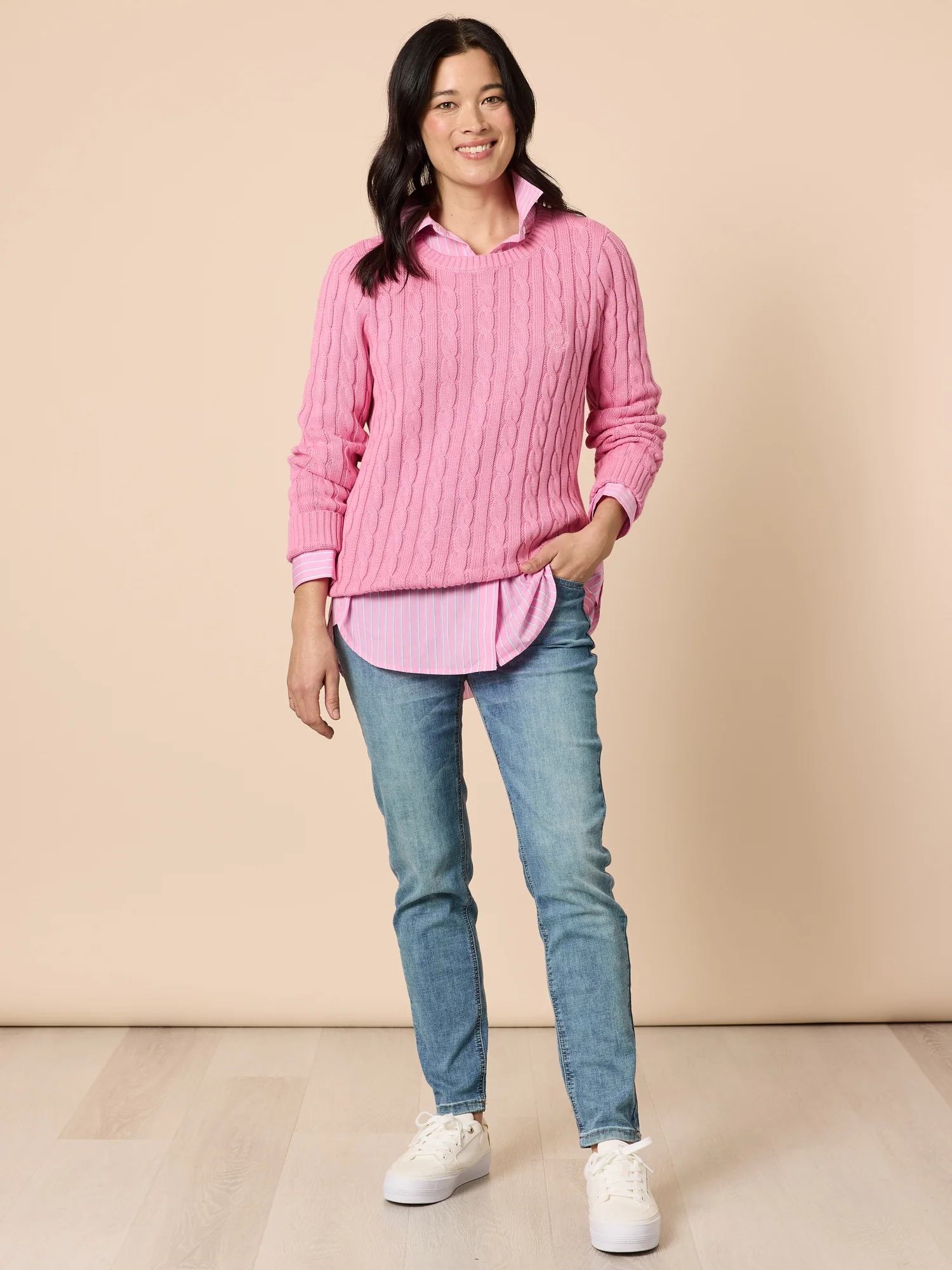 Savannah Stripe Print Shirt - Pink - Image 6