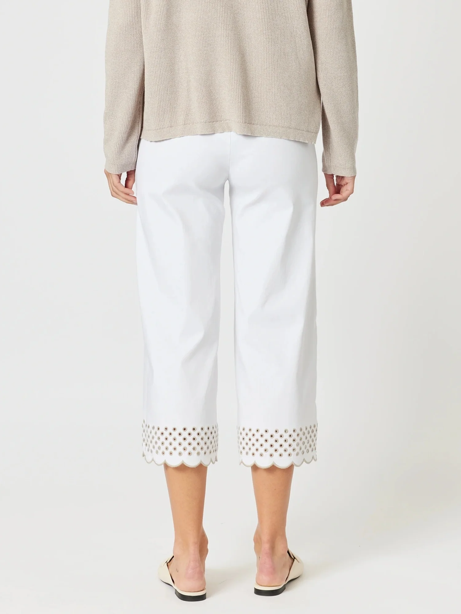 Scallop Hem Pant - White/Natural - Image 5