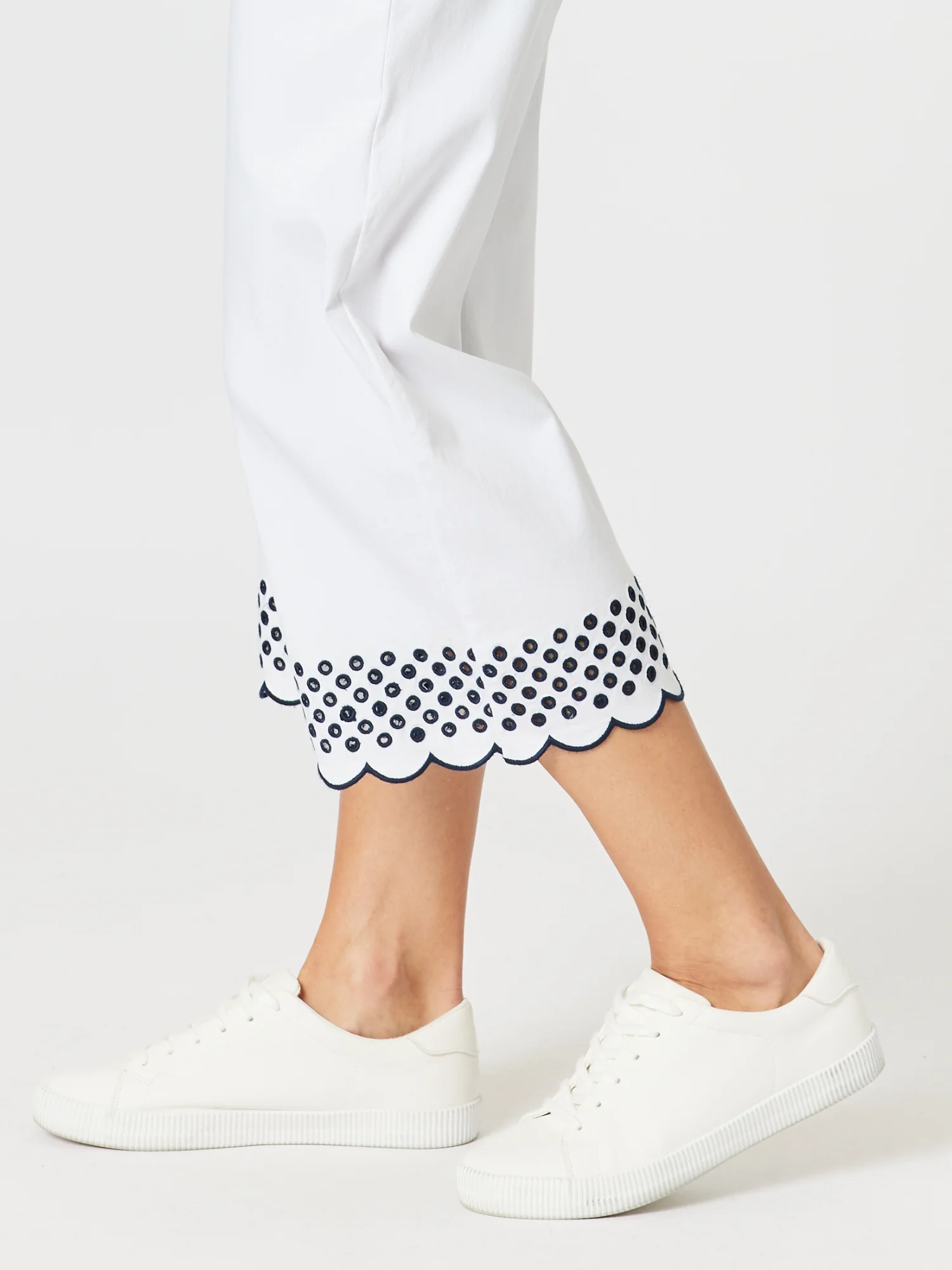 Scallop Hem Pant - White/Navy - Image 7