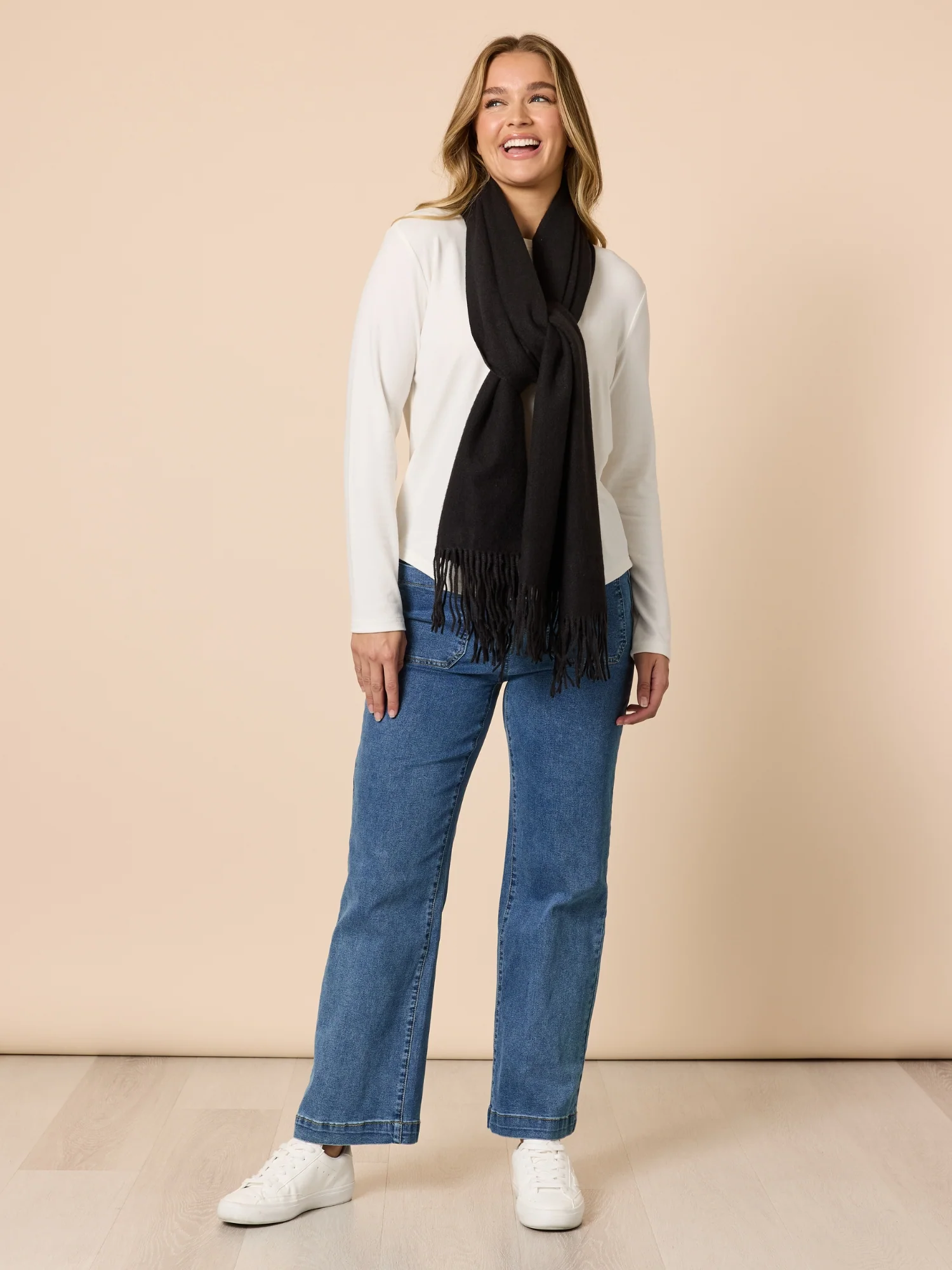 Cosy Fringe Scarf - Black - Image 4