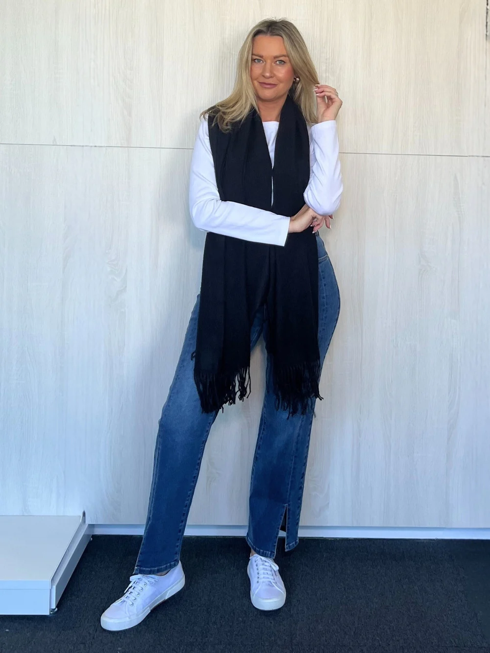 Cosy Fringe Scarf - Black - Image 6