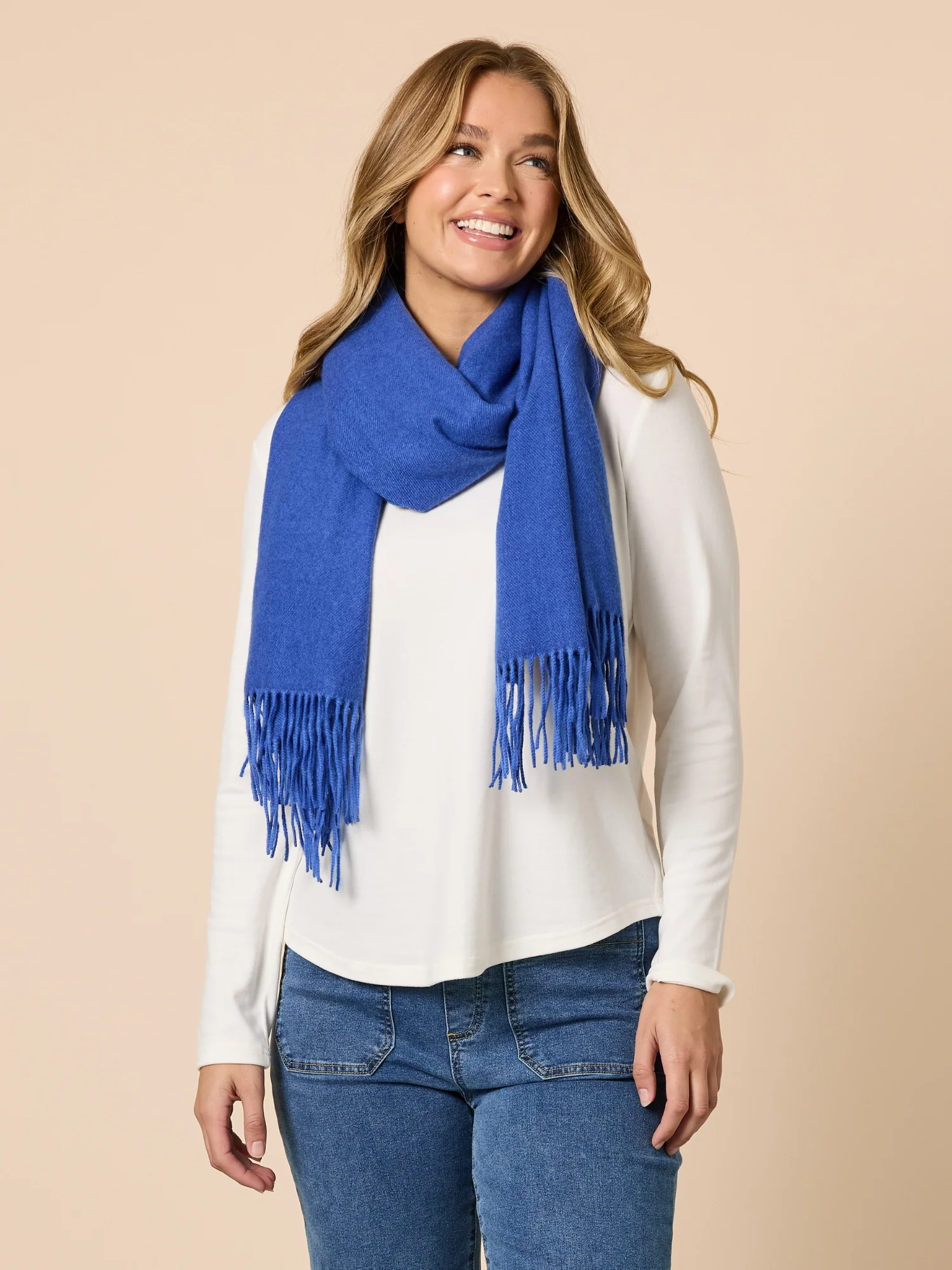 Cosy Fringe Scarf - Cobalt - Image 5