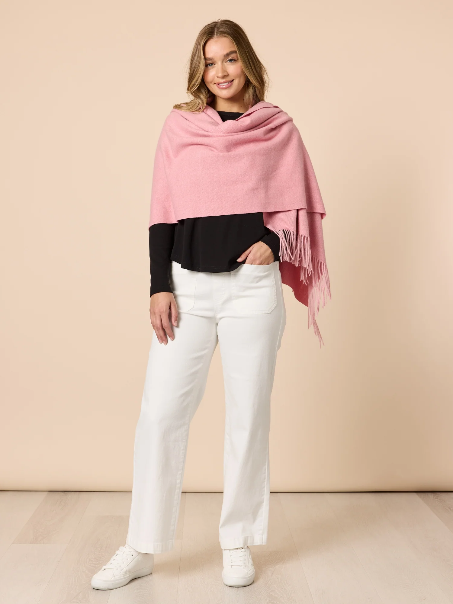 Cosy Fringe Scarf - Pink - Image 4