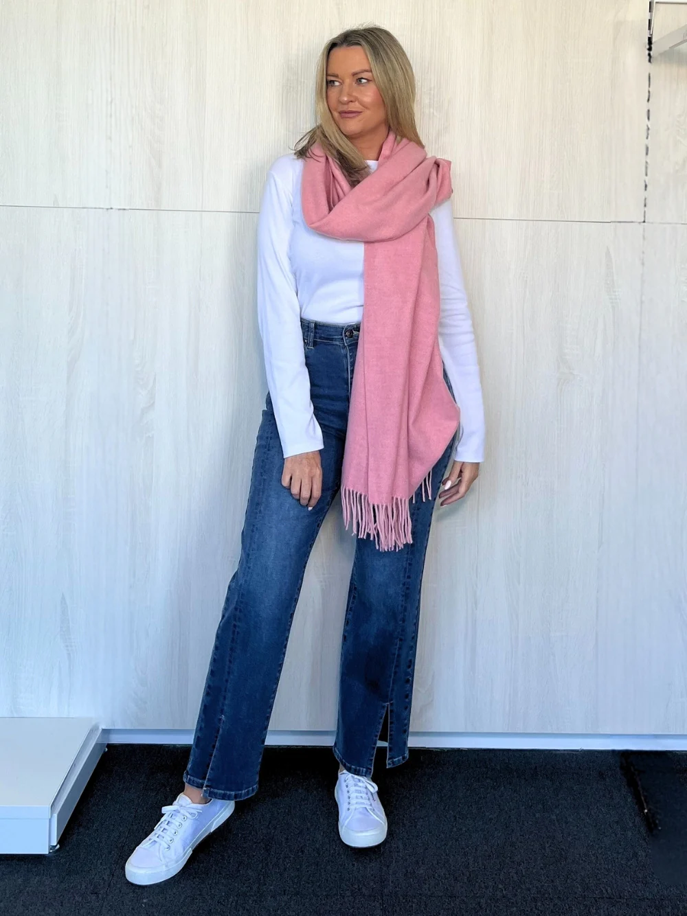 Cosy Fringe Scarf - Pink - Image 5
