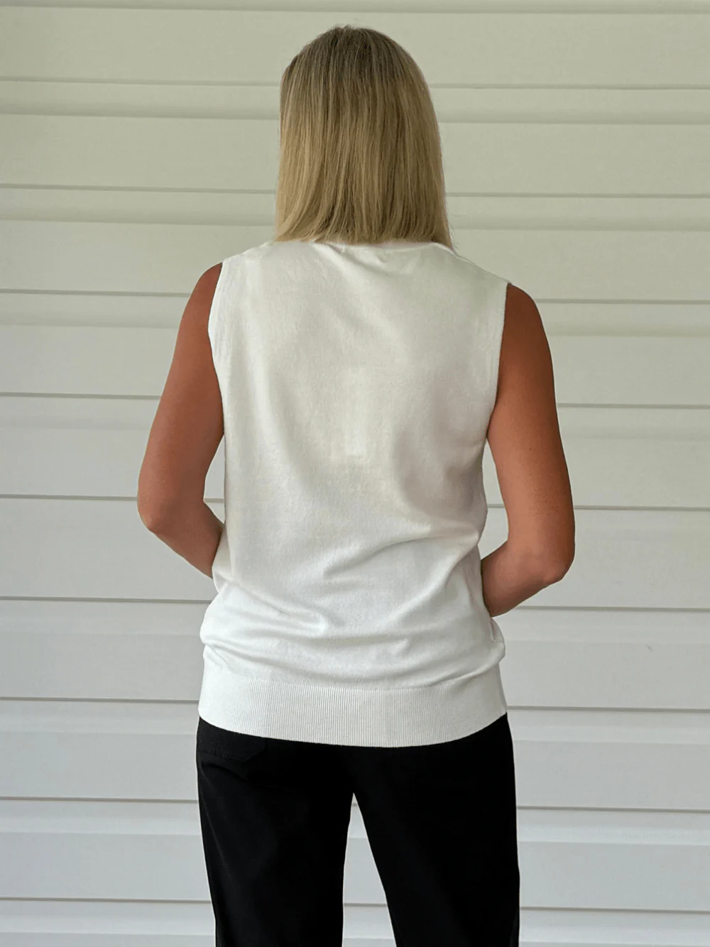 Shelly Sleeveless Knit Top - White - Image 4