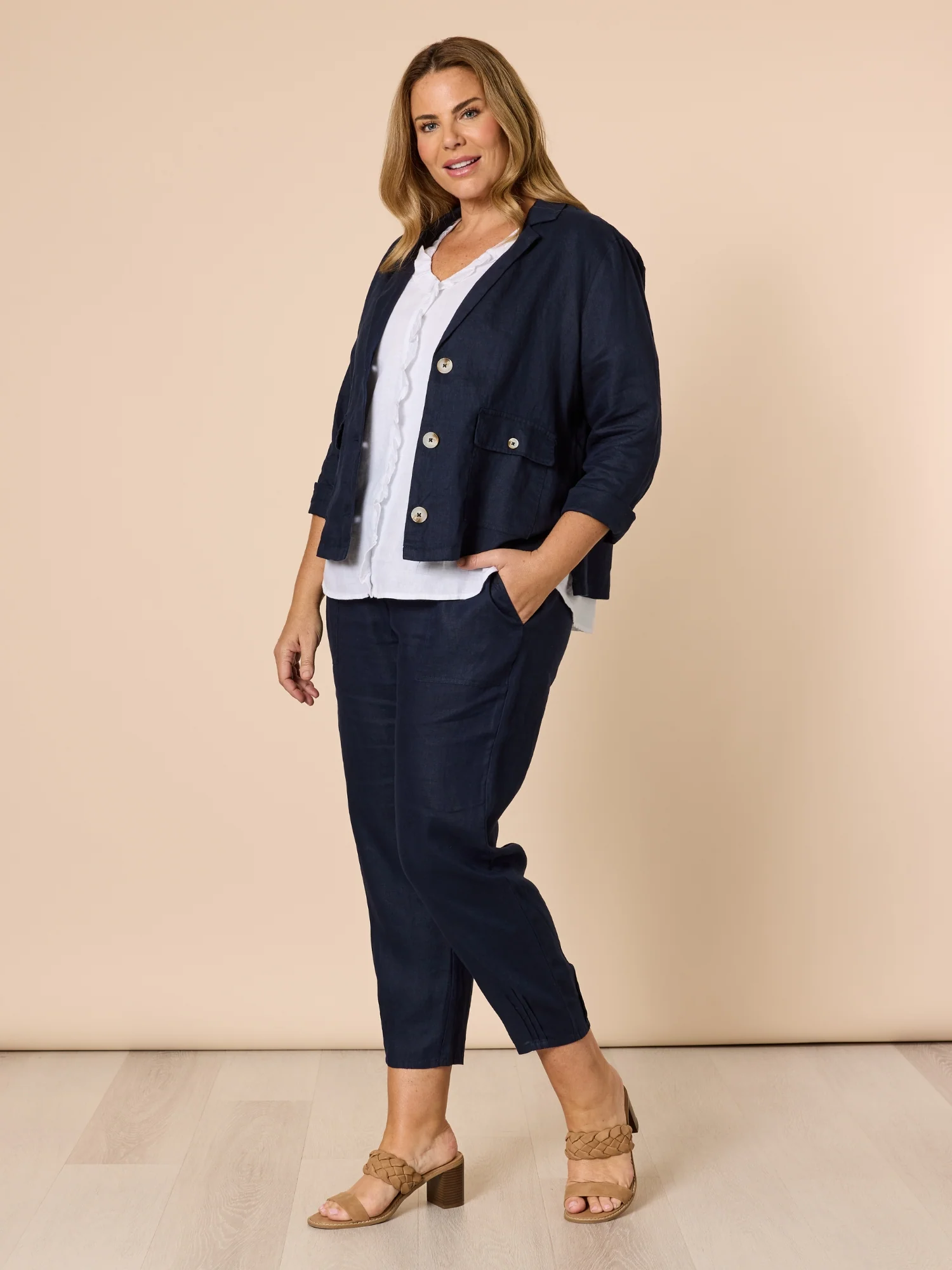 Tiffany Ruffle Linen Top - White - Image 11