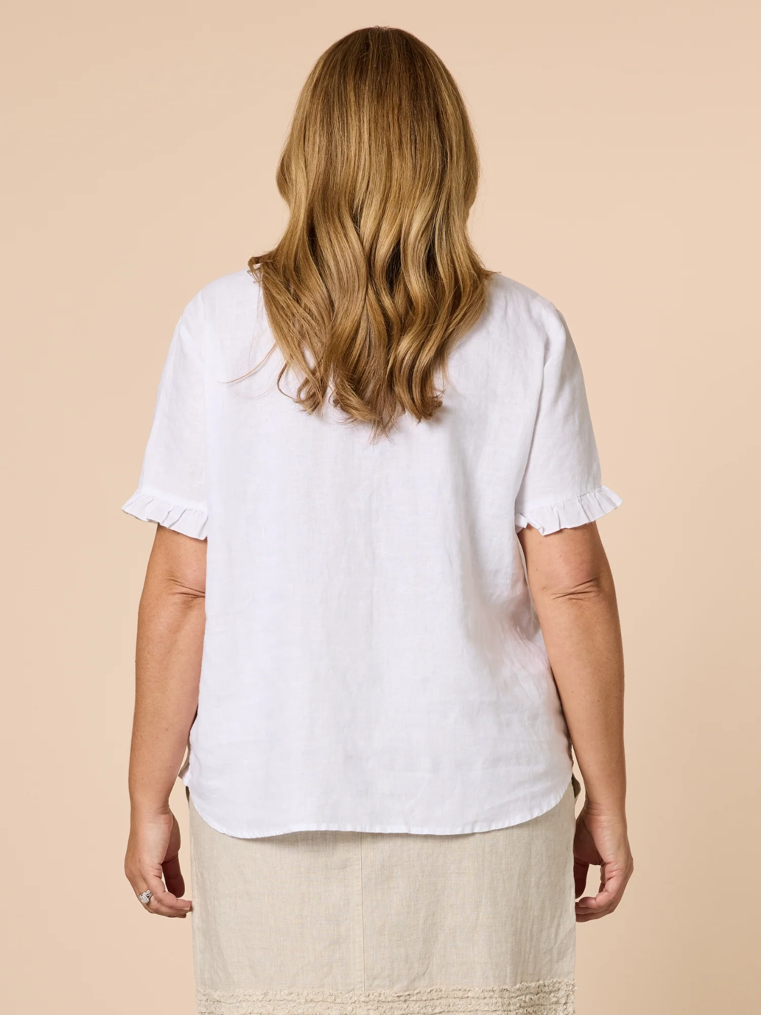 Tiffany Ruffle Linen Top - White - Image 5
