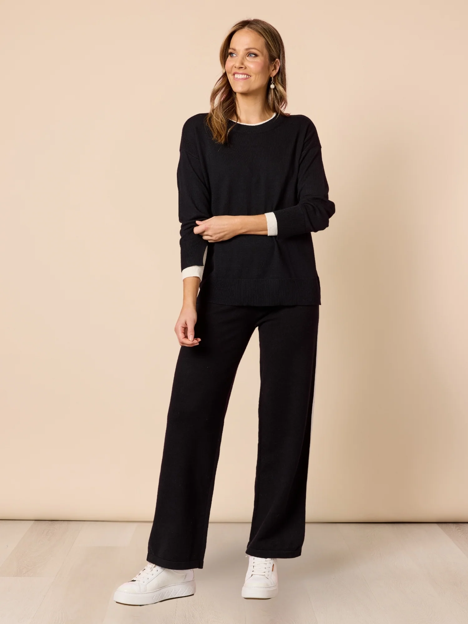 Sofia Contrast Knit - Black/Ivory - Image 2