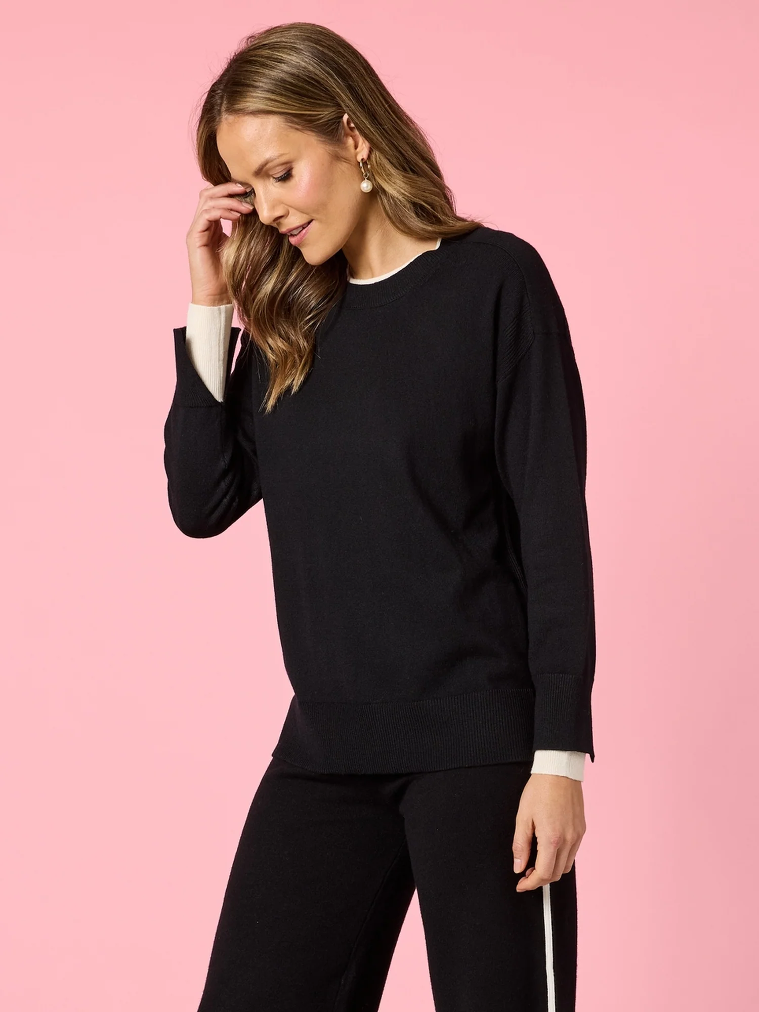 Sofia Contrast Knit - Black/Ivory - Image 3