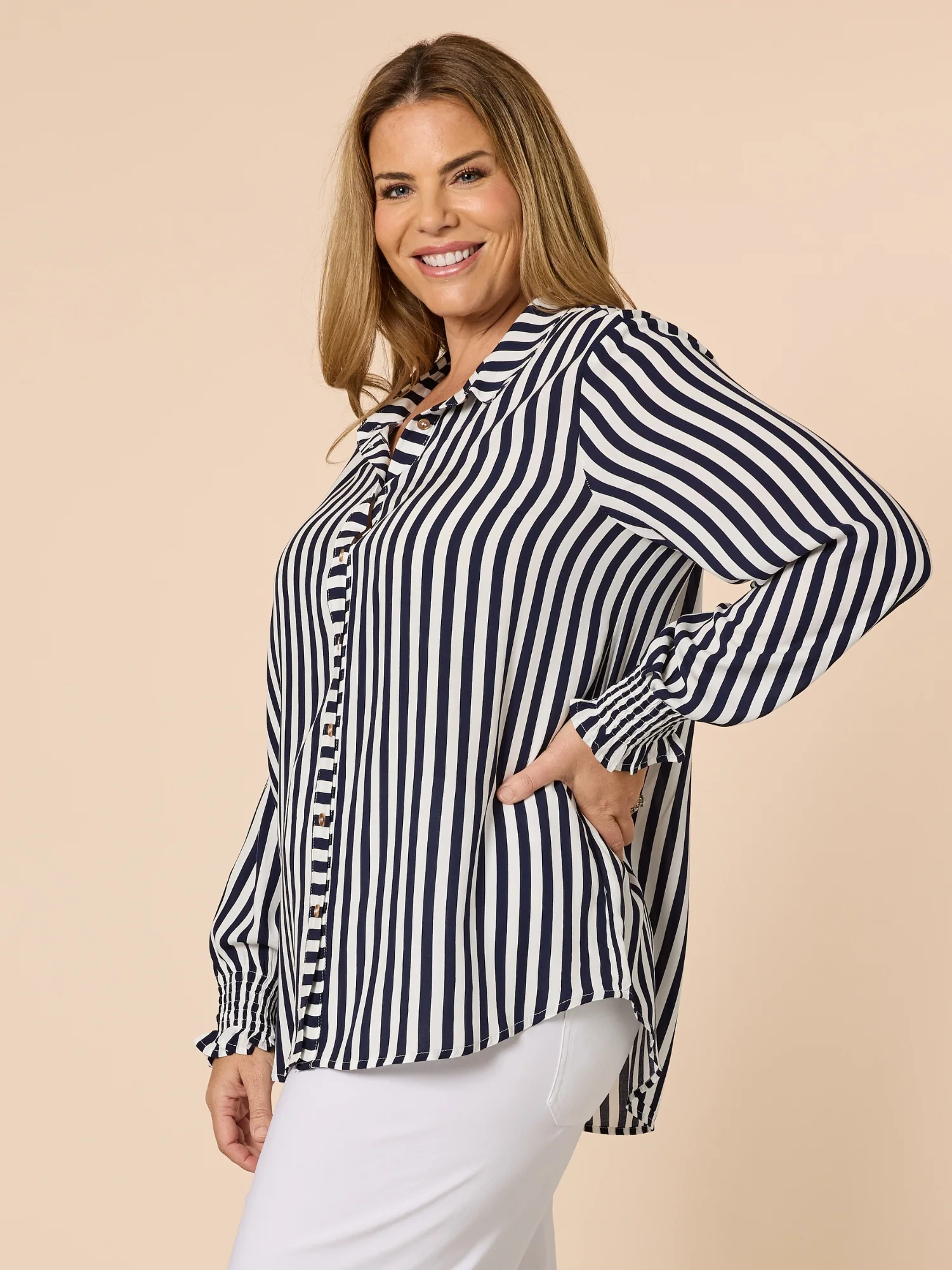 Soho Stripe Print Shirt - Navy/White - Image 6