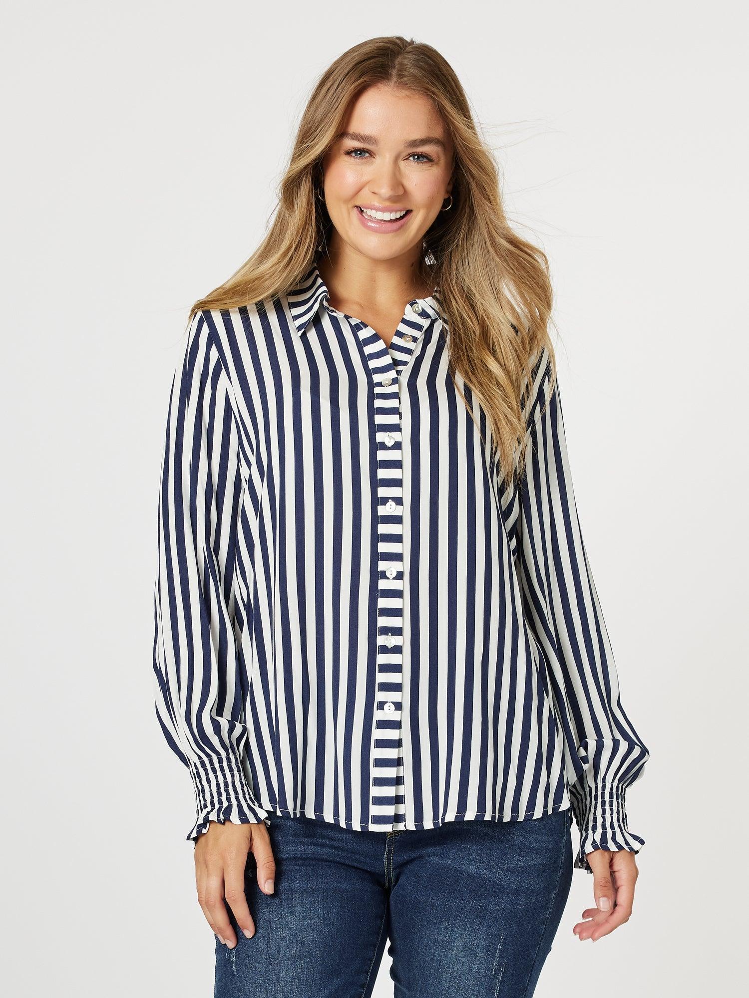 Soho Stripe Print Shirt - Navy/White - Image 8