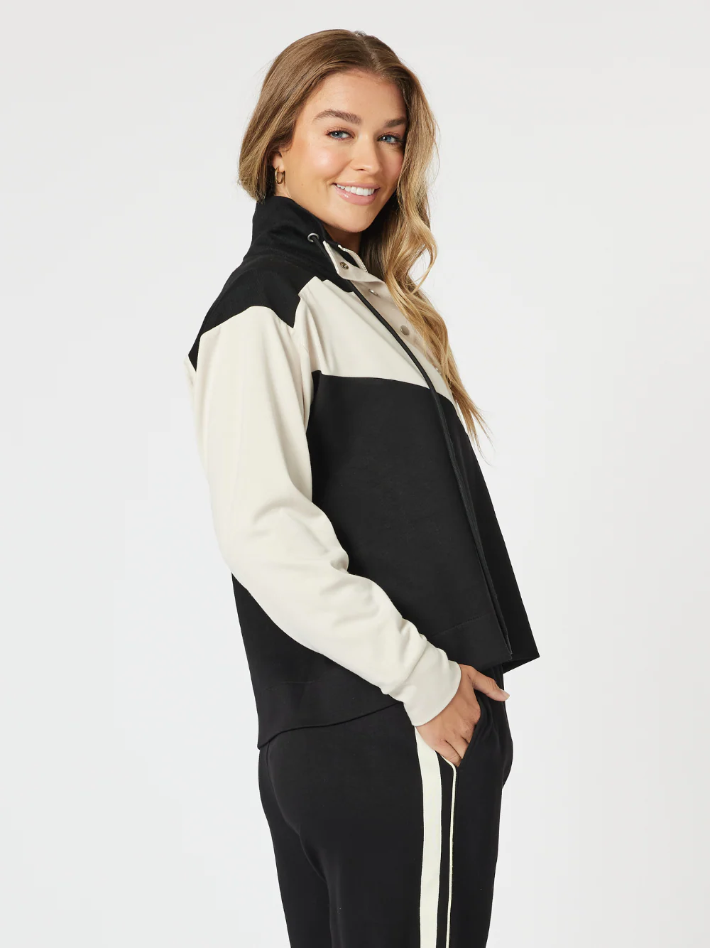 Spliced Zip Sweatshirt - Black/Chalk - Image 3