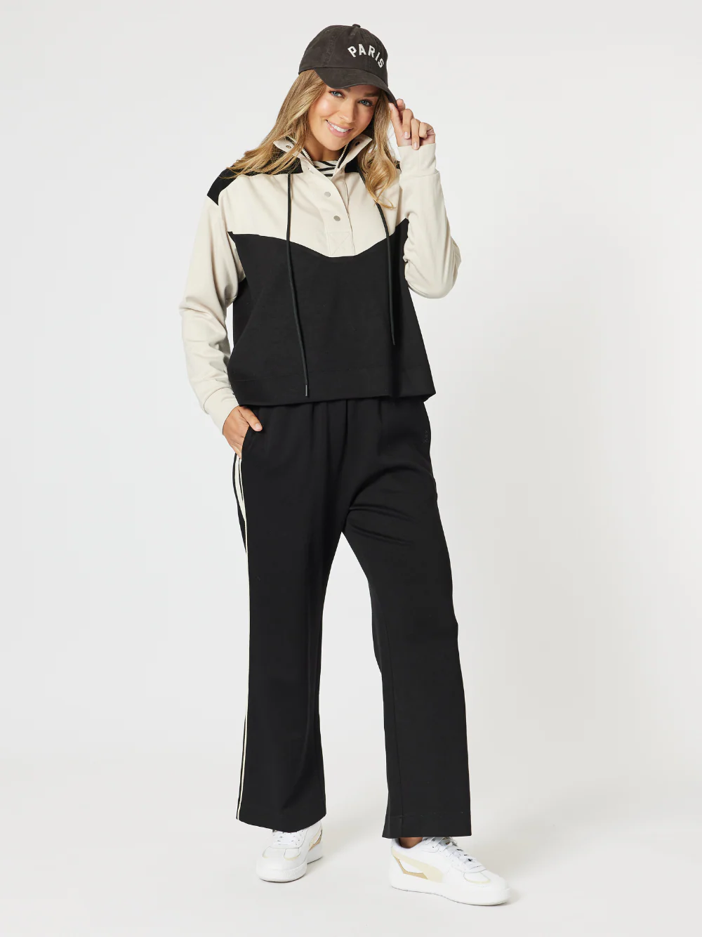 Spliced Zip Sweatshirt - Black/Chalk - Image 4