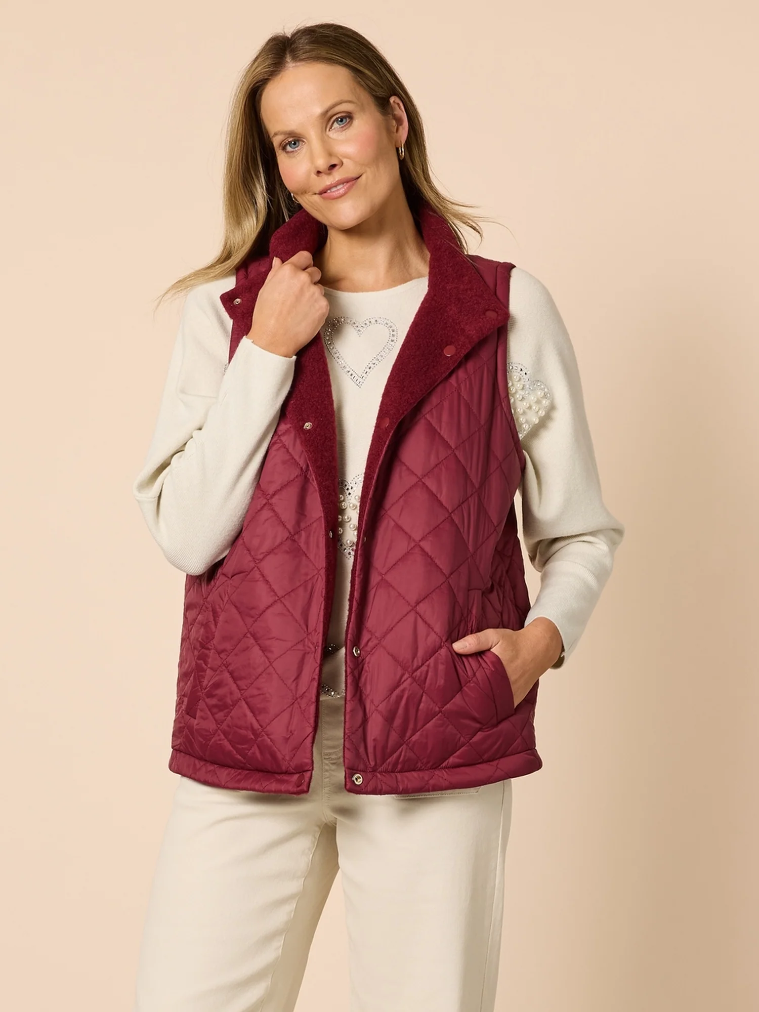 St Moritz Reversible Quilted Vest - Shiraz - Image 6
