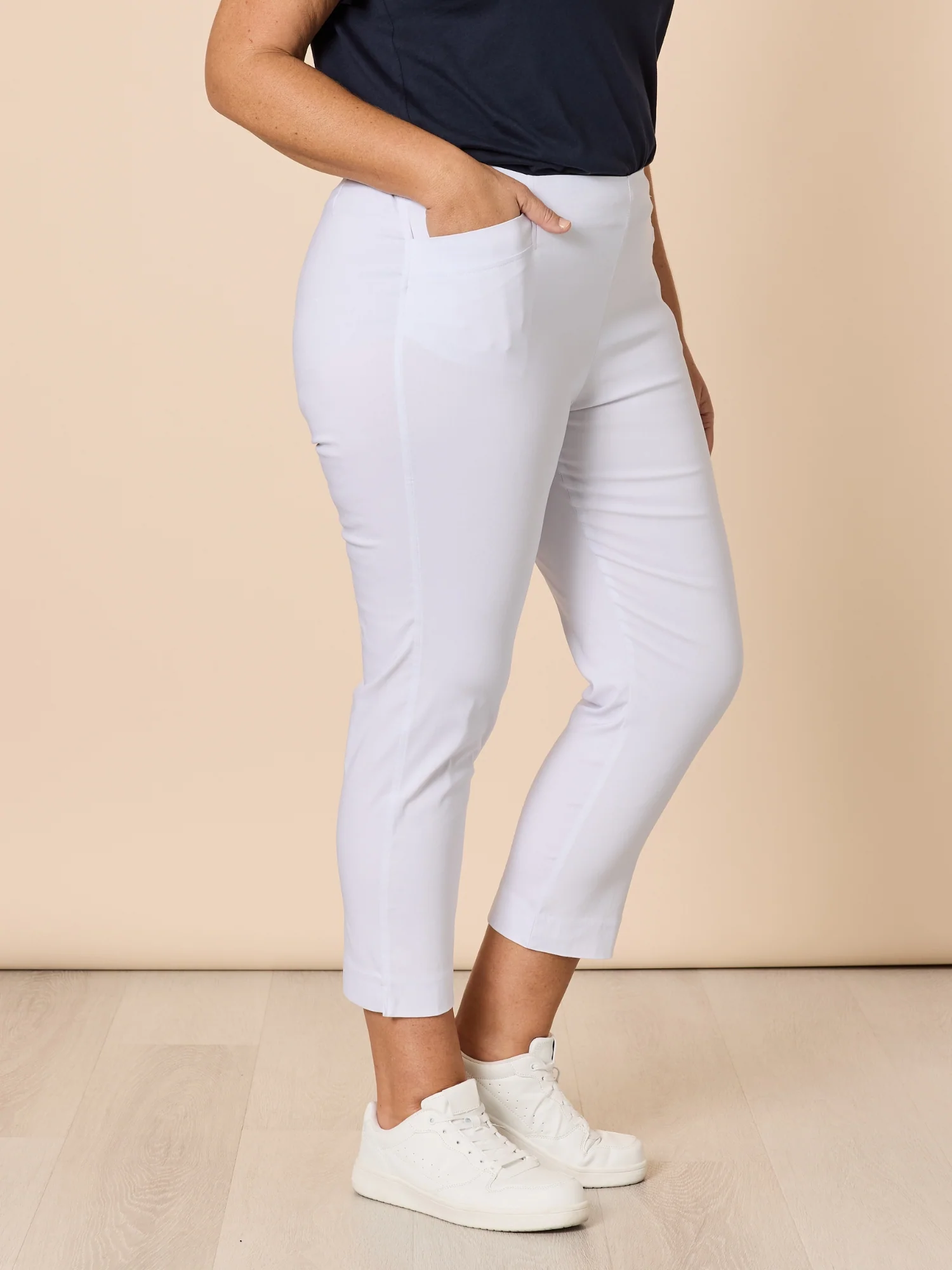 Zara Stretch Pant - White - Image 4