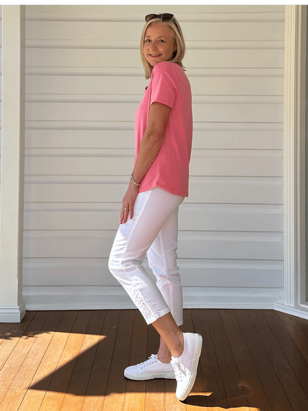 Charlie Cotton Twill Stretch Capri Pant - White - Image 7
