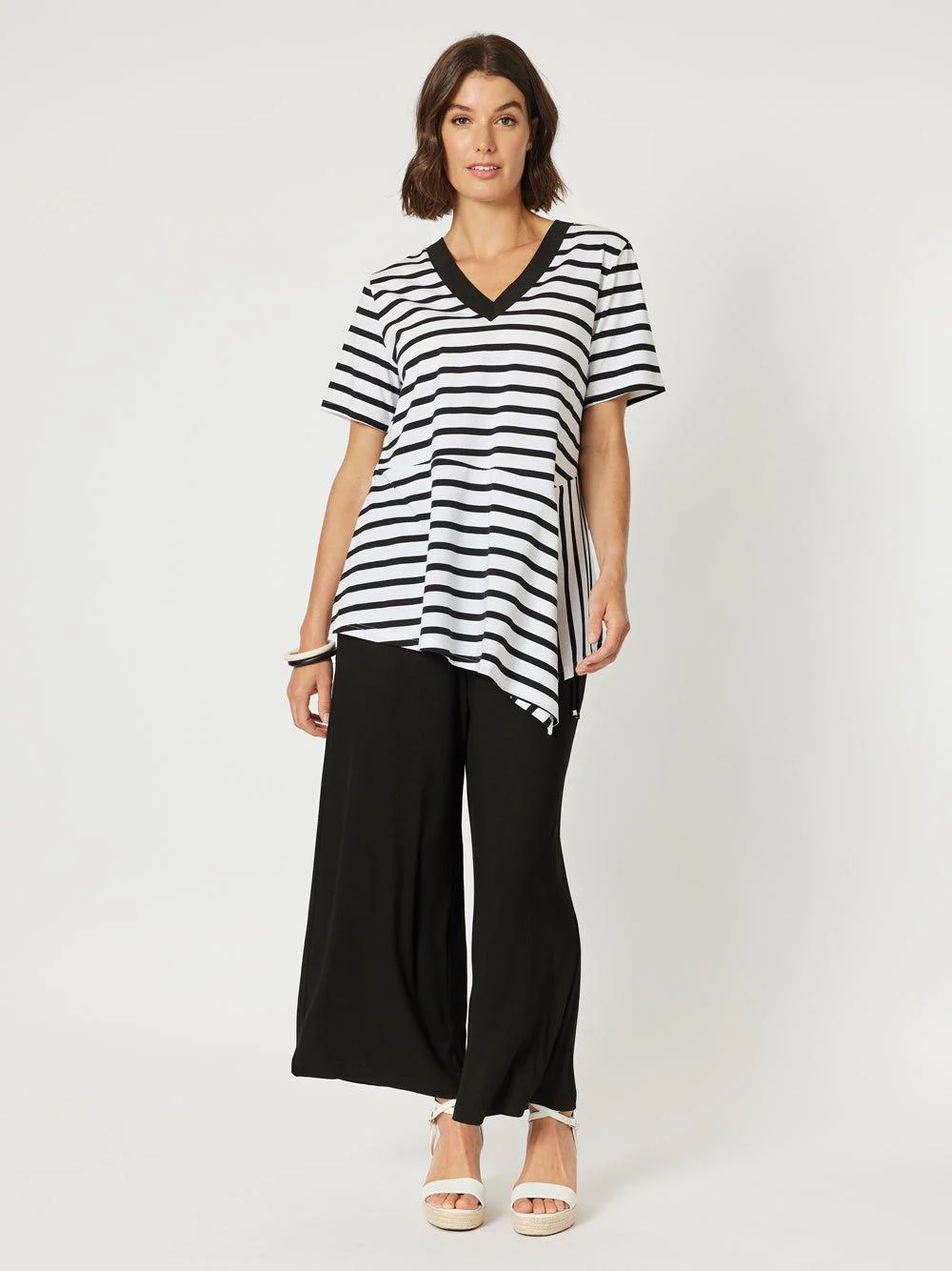 Stripe Spliced Tee - Black/White - Image 2