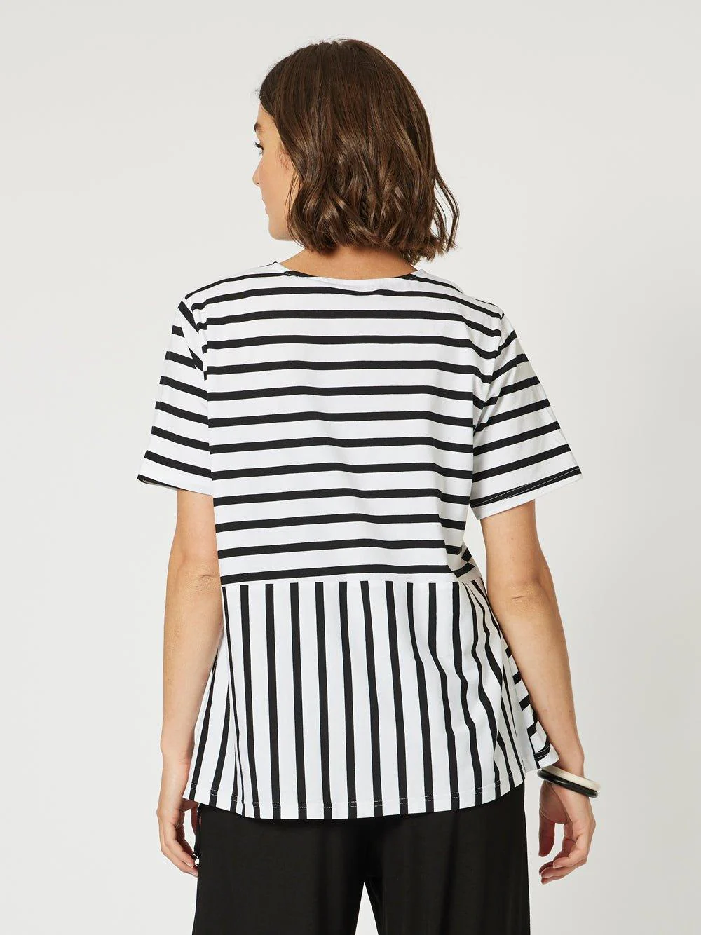 Stripe Spliced Tee - Black/White - Image 3
