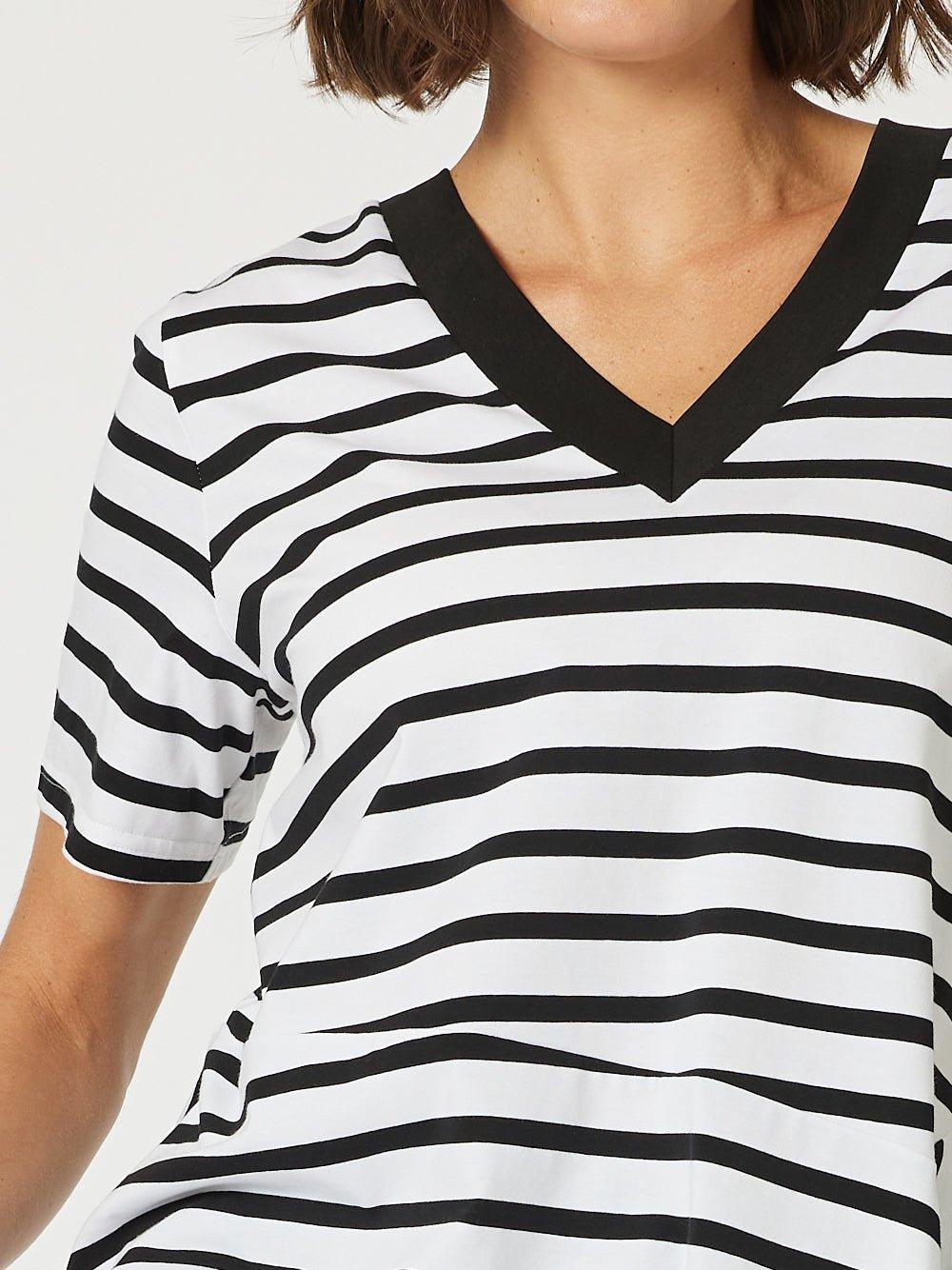 Stripe Spliced Tee - Black/White - Image 5
