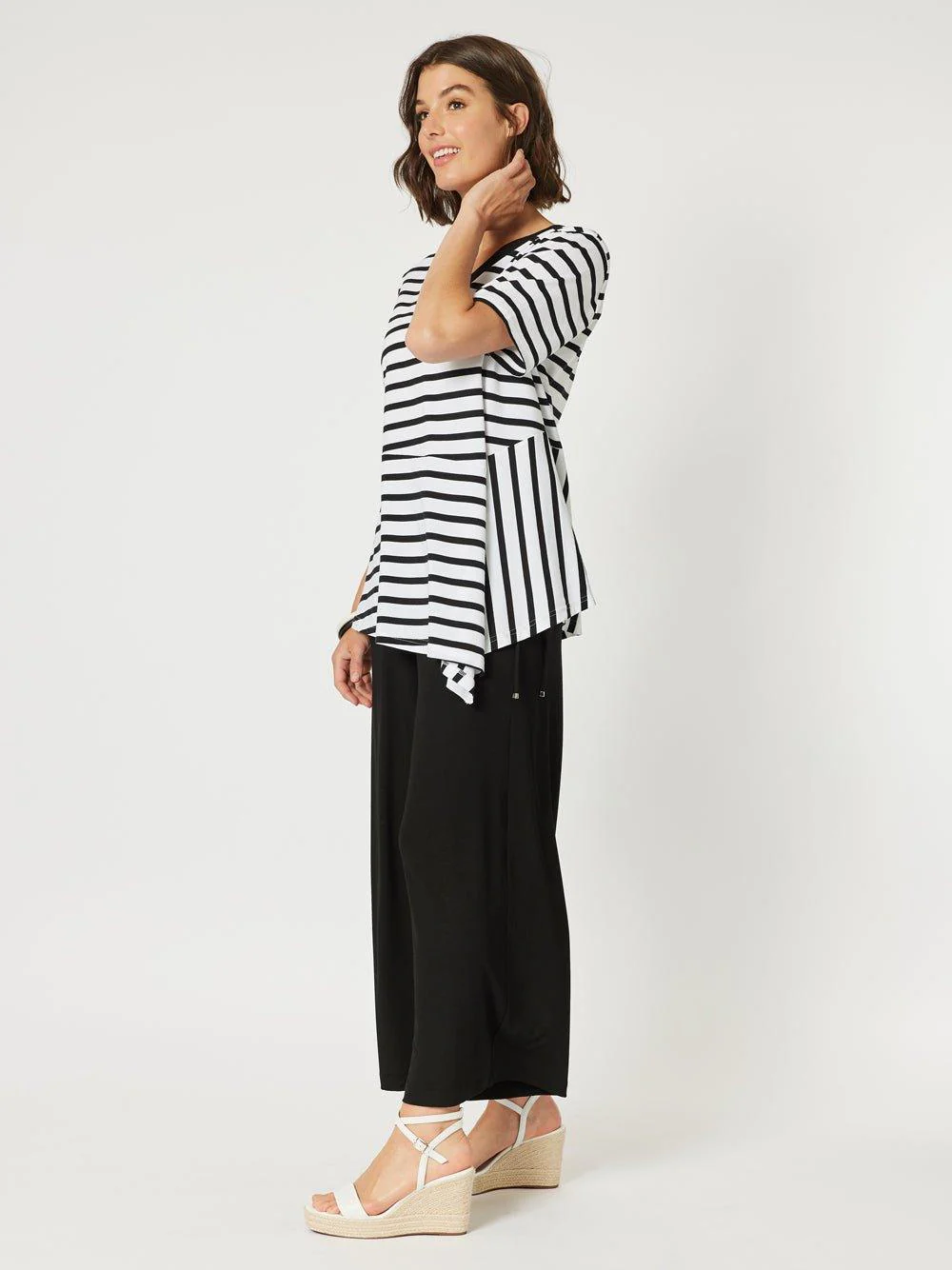 Stripe Spliced Tee - Black/White - Image 6
