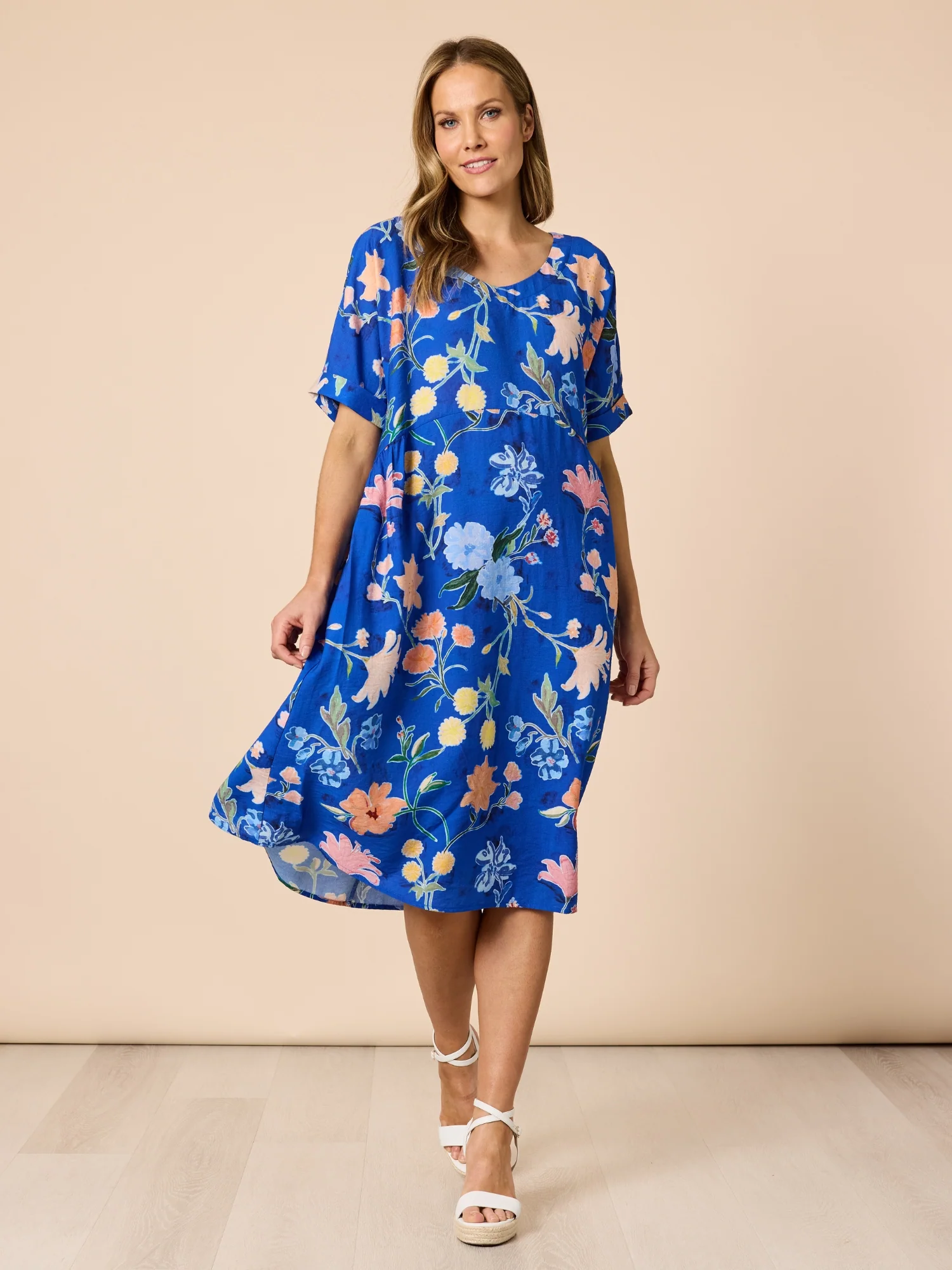 Summer Gala Floral Print Dress - Cobalt - Image 3