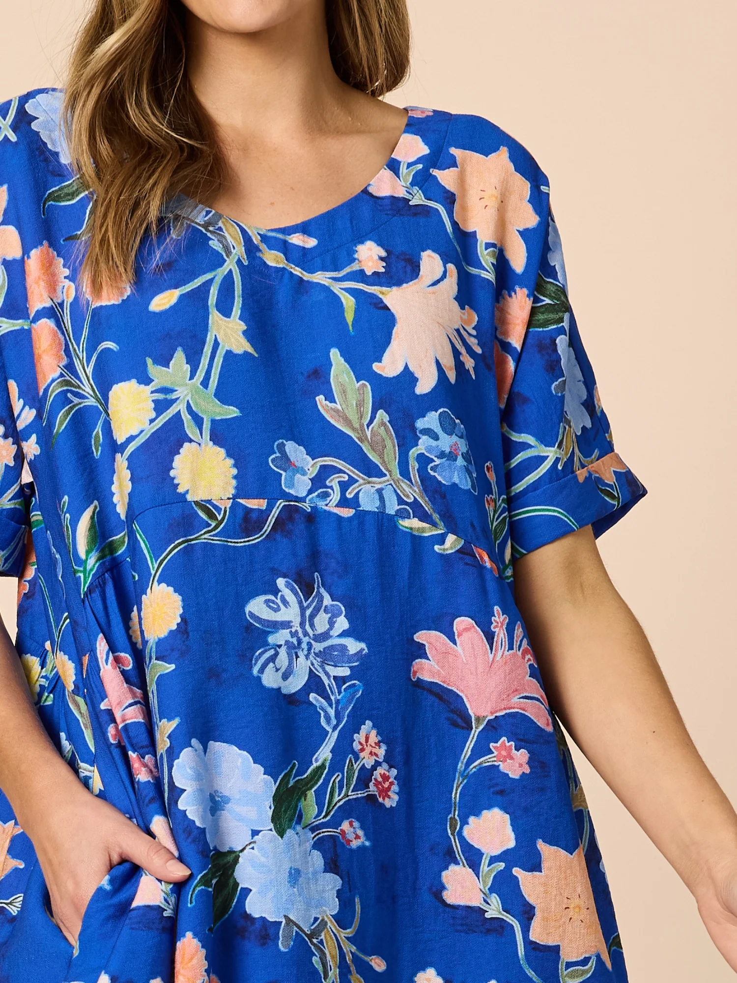 Summer Gala Floral Print Dress - Cobalt - Image 6