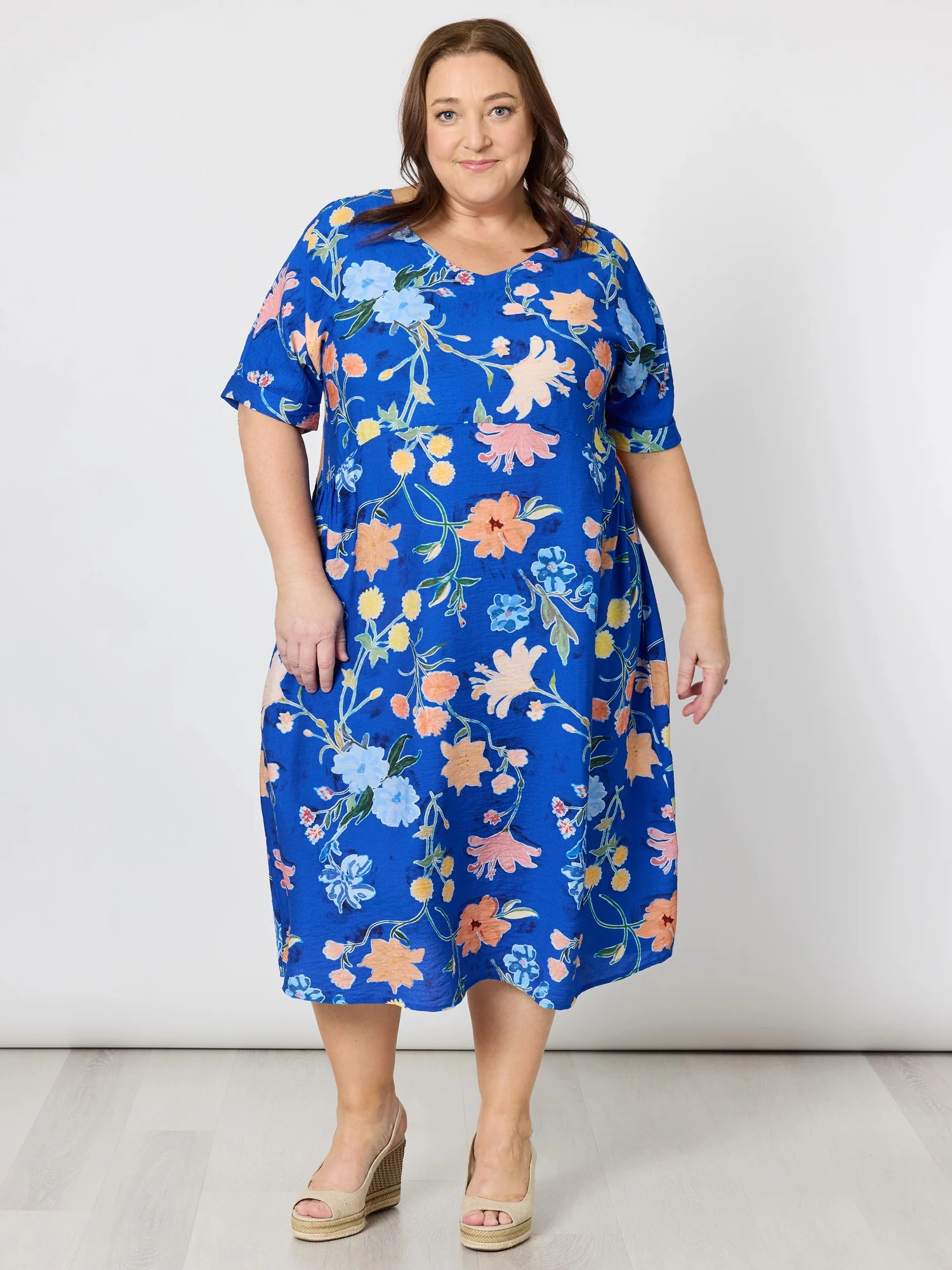 Summer Gala Floral Print Dress - Cobalt - Image 7