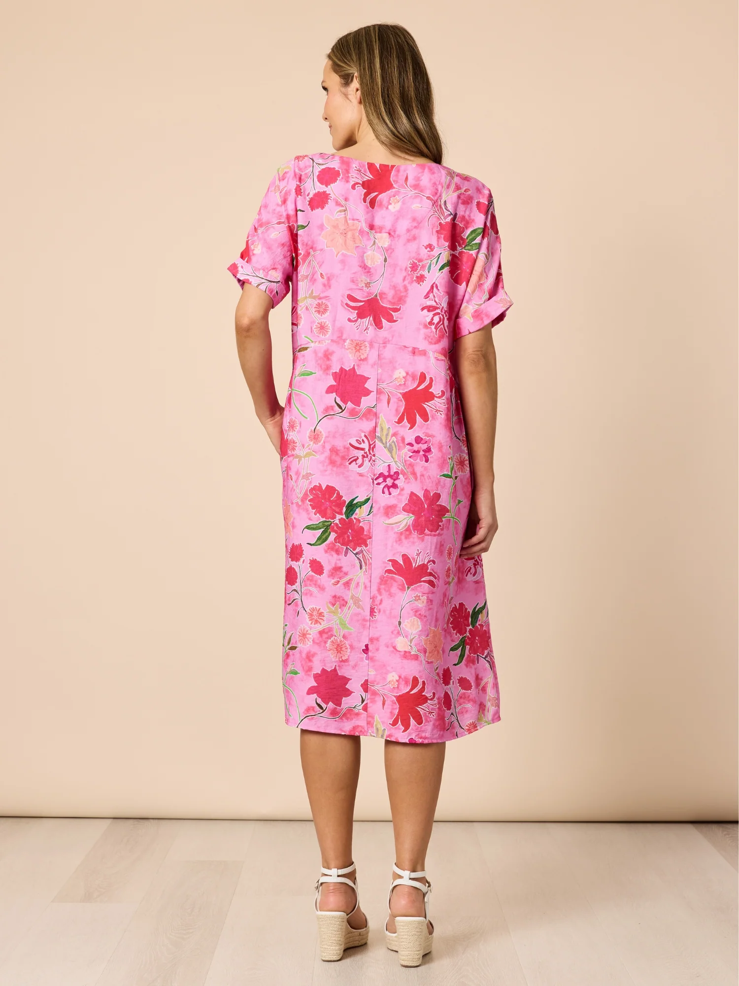 Summer Gala Floral Print Dress - Hot Pink - Image 5