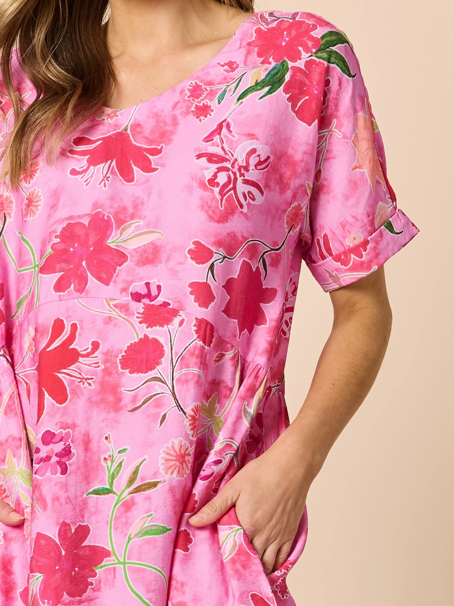 Summer Gala Floral Print Dress - Hot Pink - Image 7