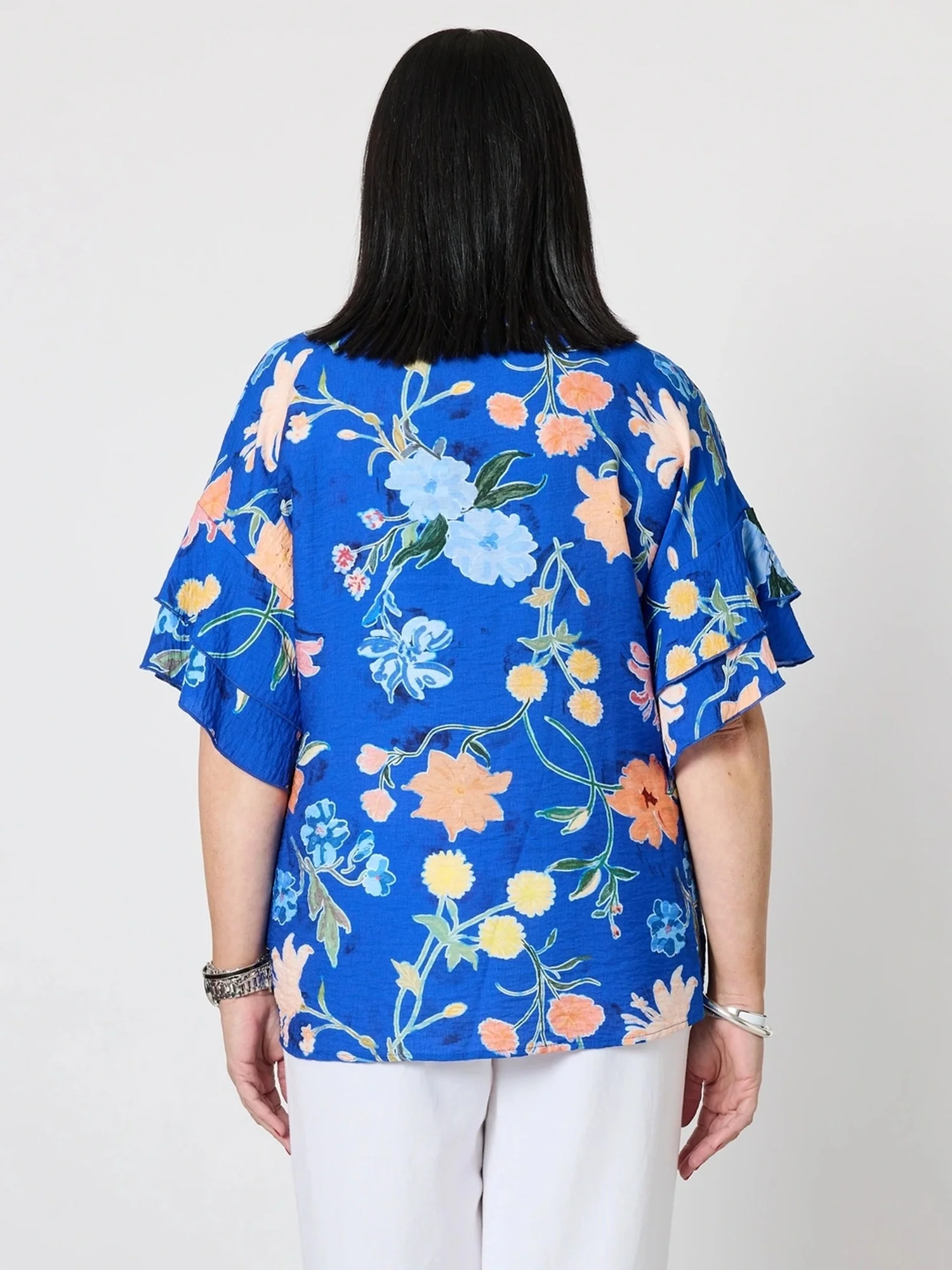 Summer Gala Floral Print Top - Cobalt - Image 6