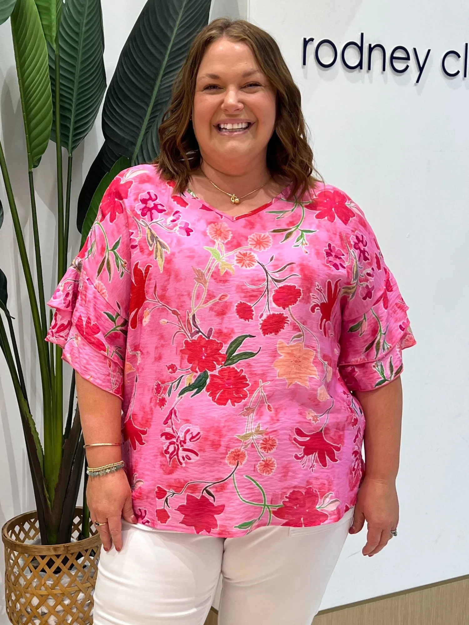 Summer Gala Floral Print Top - Hot Pink - Image 3