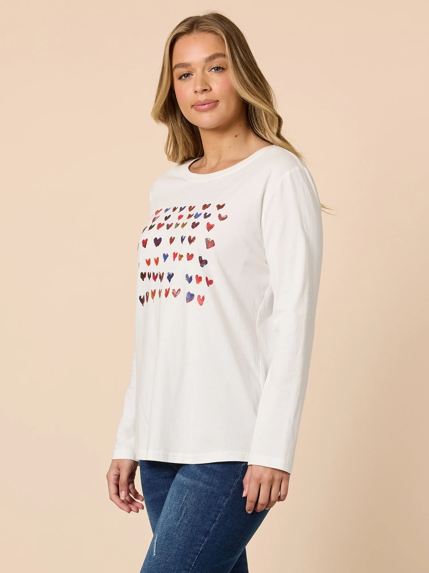 Sweetheart Print Long Sleeve Tee - Ivory - Image 4
