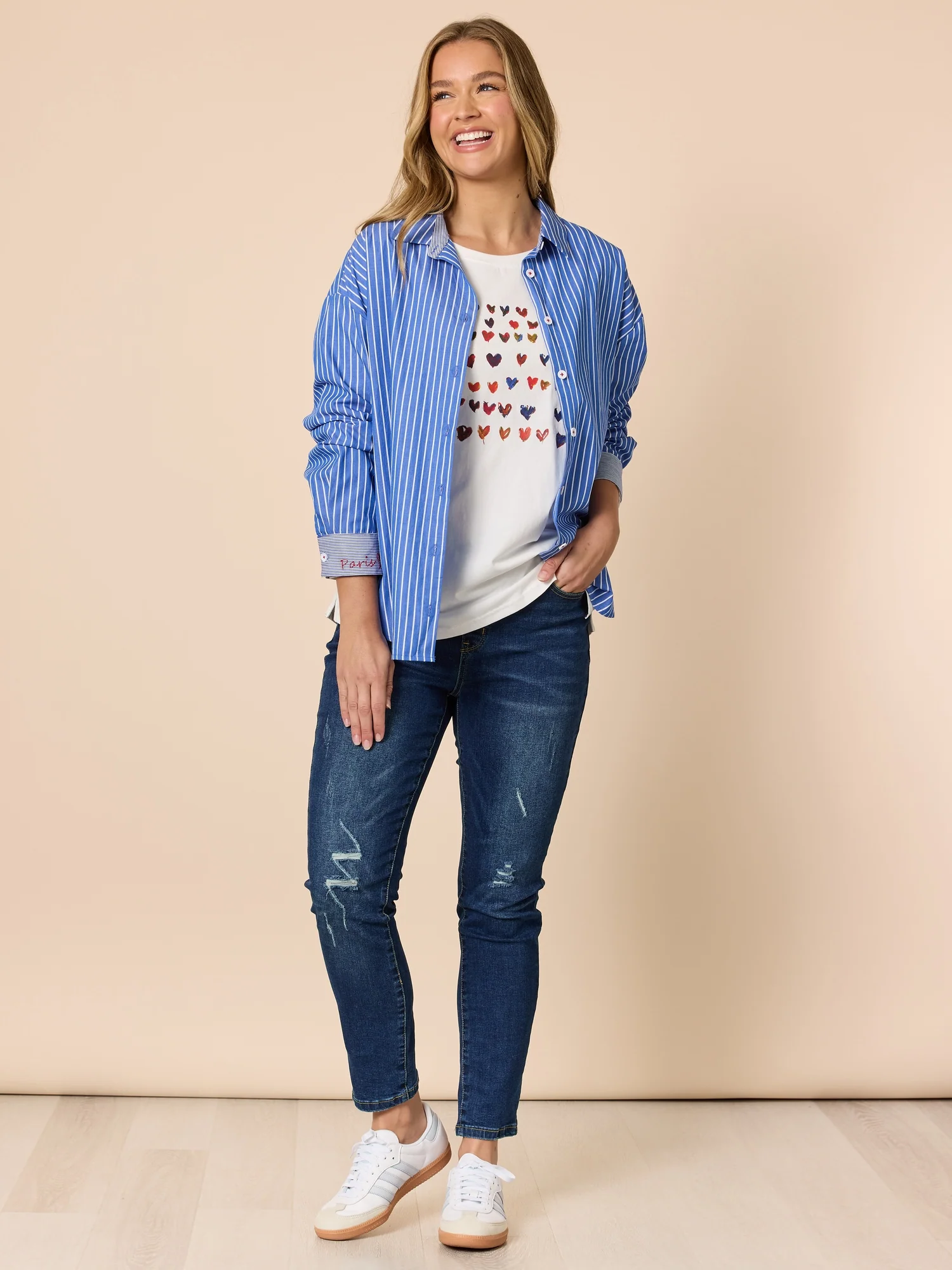Sweetheart Print Long Sleeve Tee - Ivory - Image 7