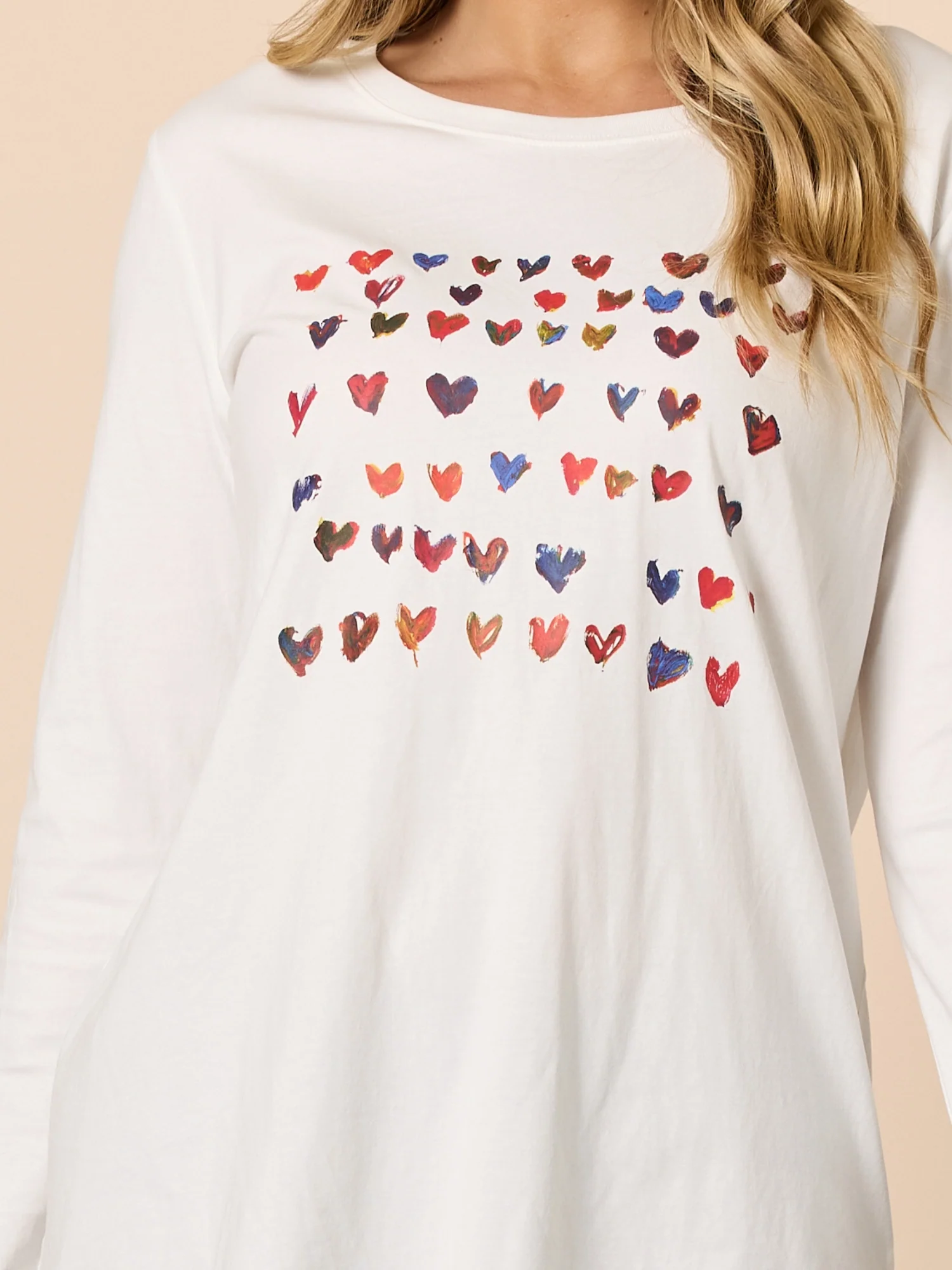 Sweetheart Print Long Sleeve Tee - Ivory - Image 8