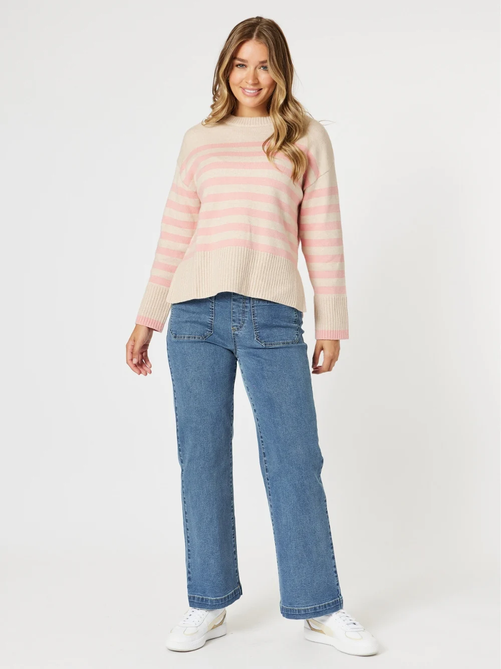 Tempo Stripe Print Knit - Blush/Natural - Image 2