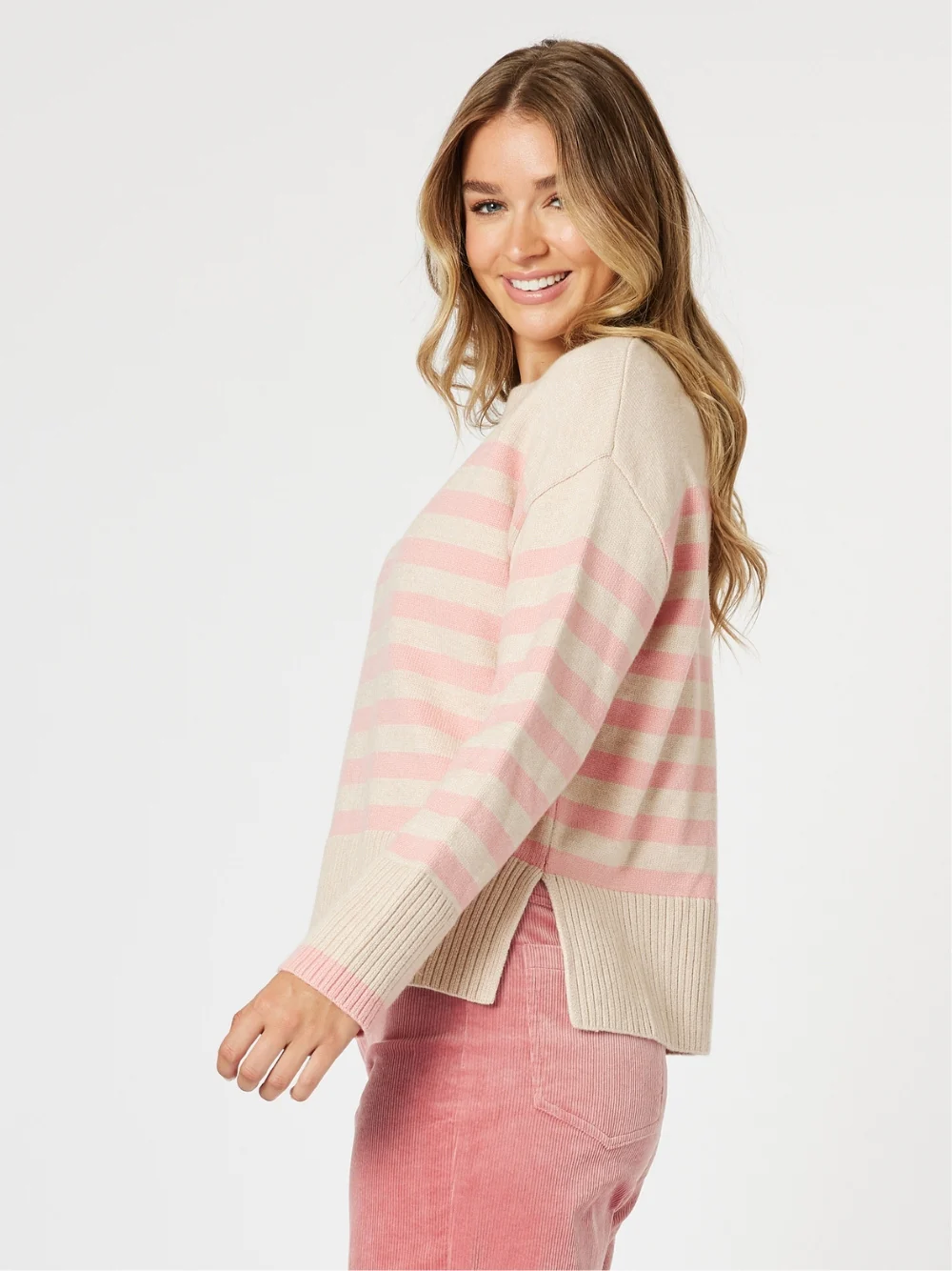 Tempo Stripe Print Knit - Blush/Natural - Image 6