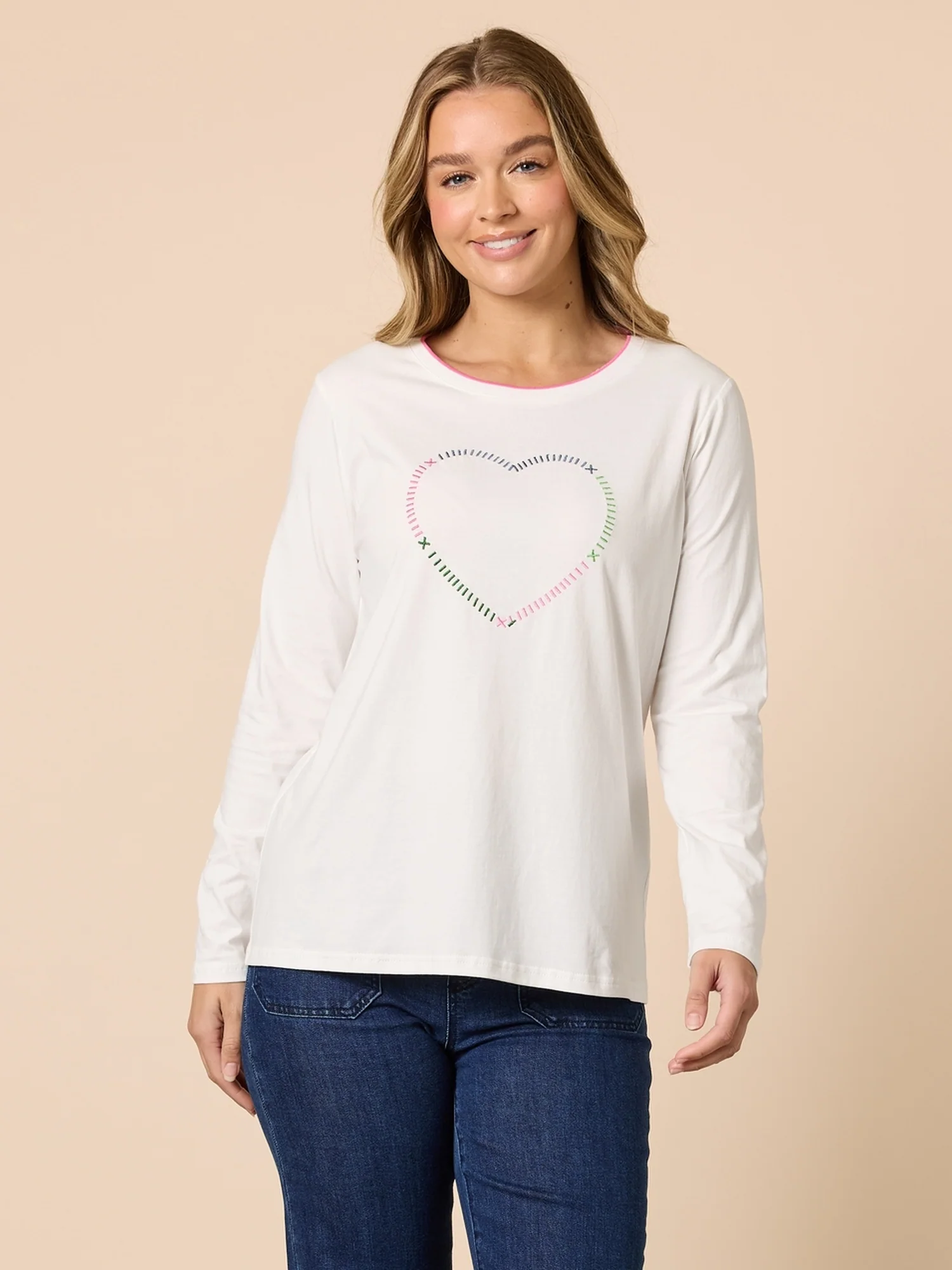 The Cupid Embroidered Long Sleeve Tee - Ivory