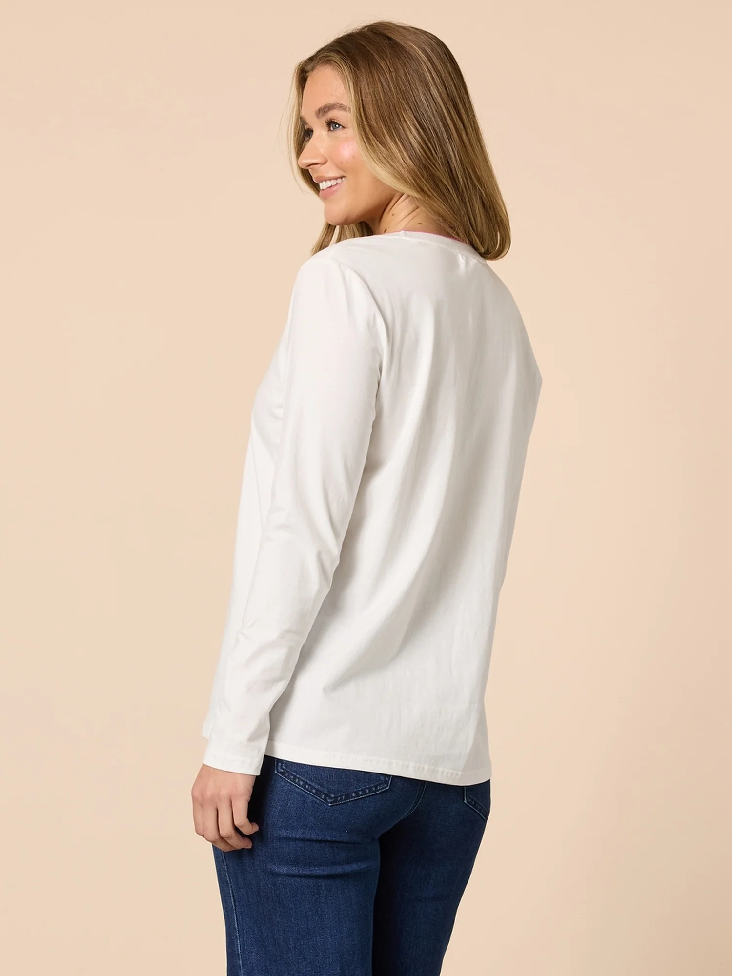 The Cupid Embroidered Long Sleeve Tee - Ivory - Image 4