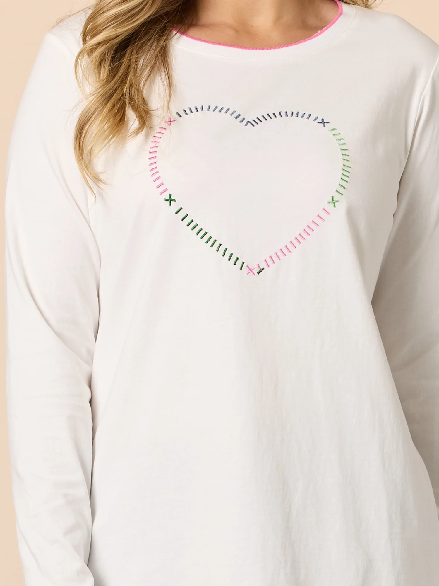 The Cupid Embroidered Long Sleeve Tee - Ivory - Image 6