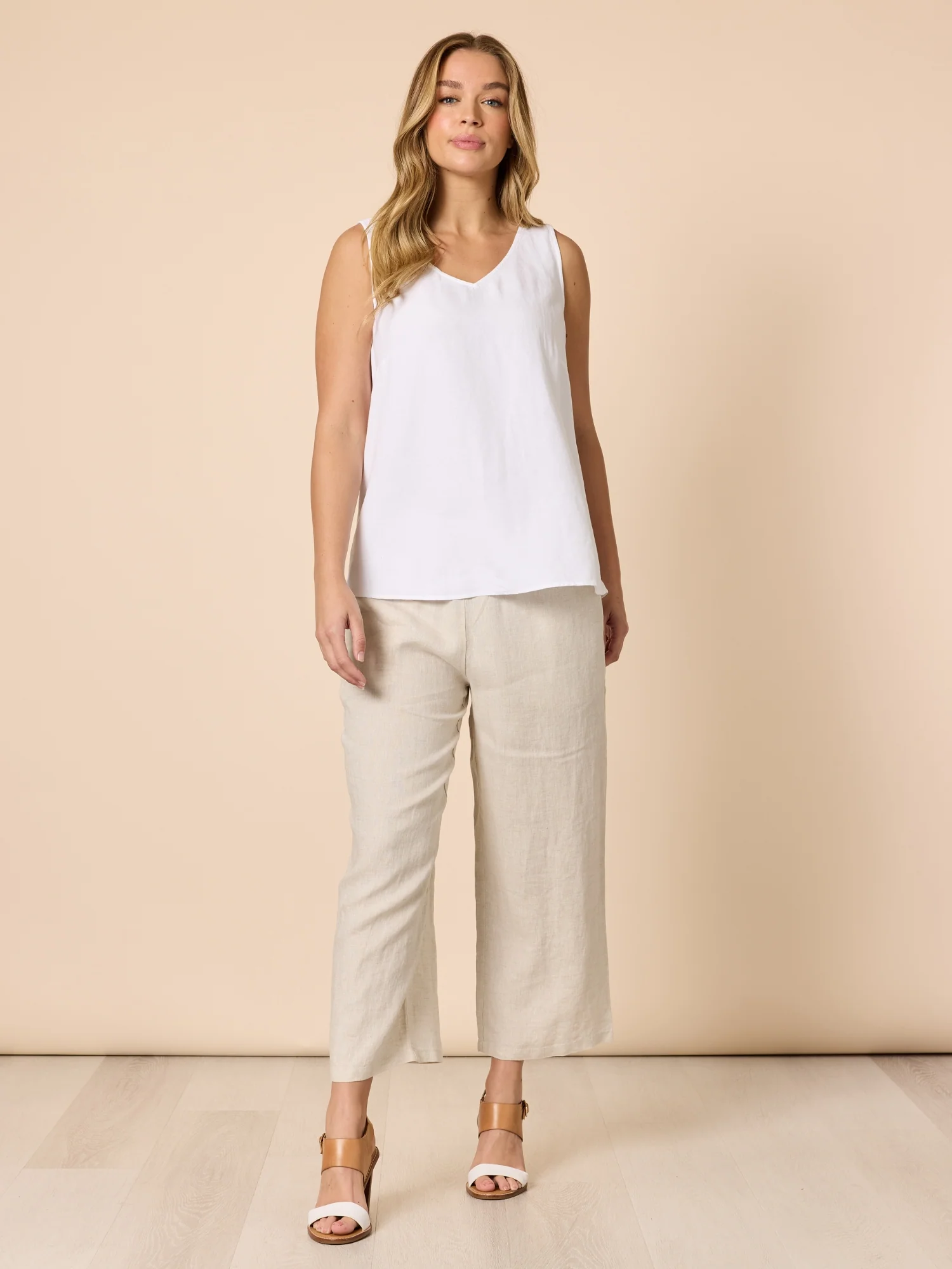 The Lino Button Back Cami - White - Image 2