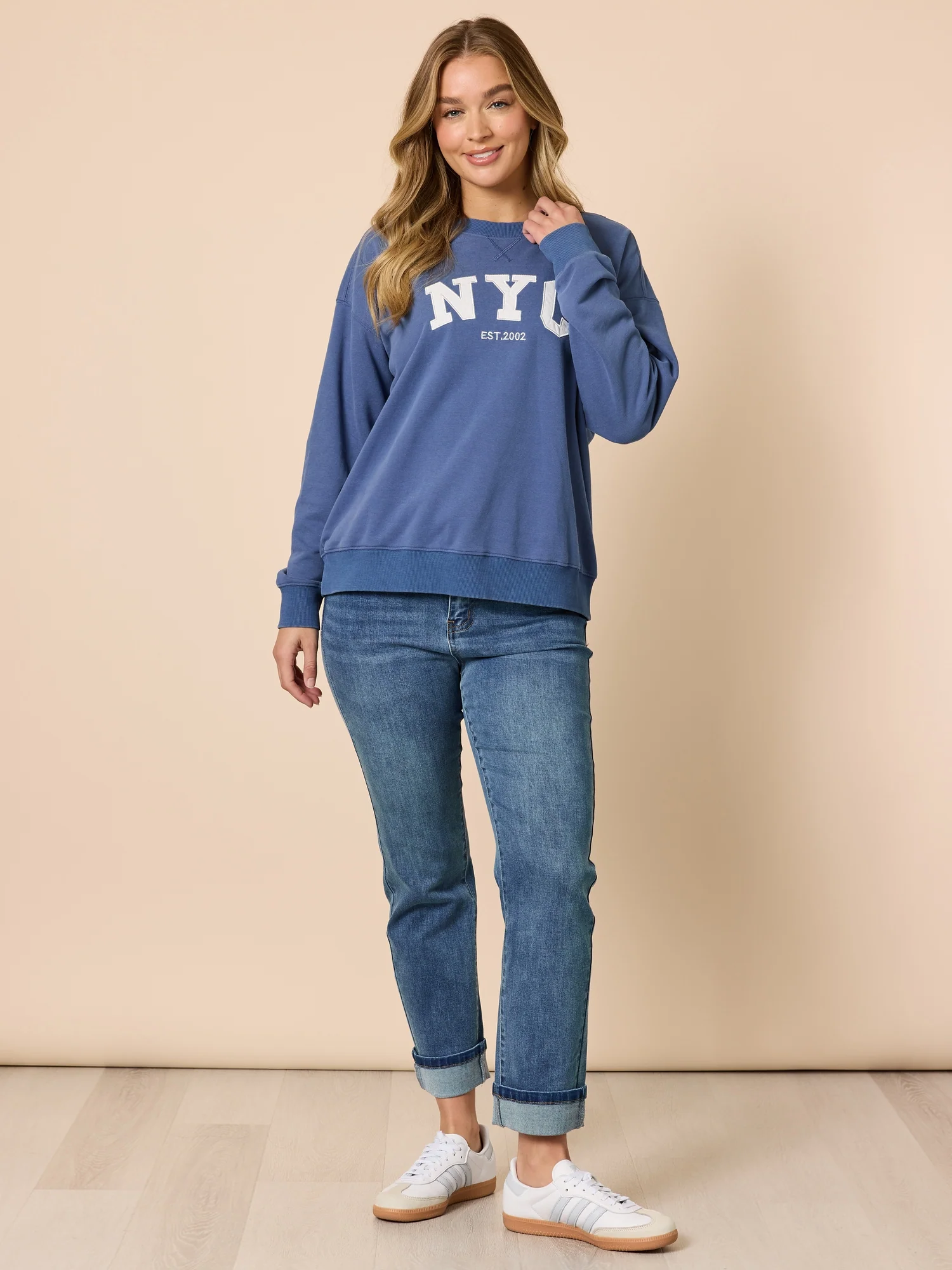 The NYC Embroidered Sweatshirt - Denim Blue - Image 6
