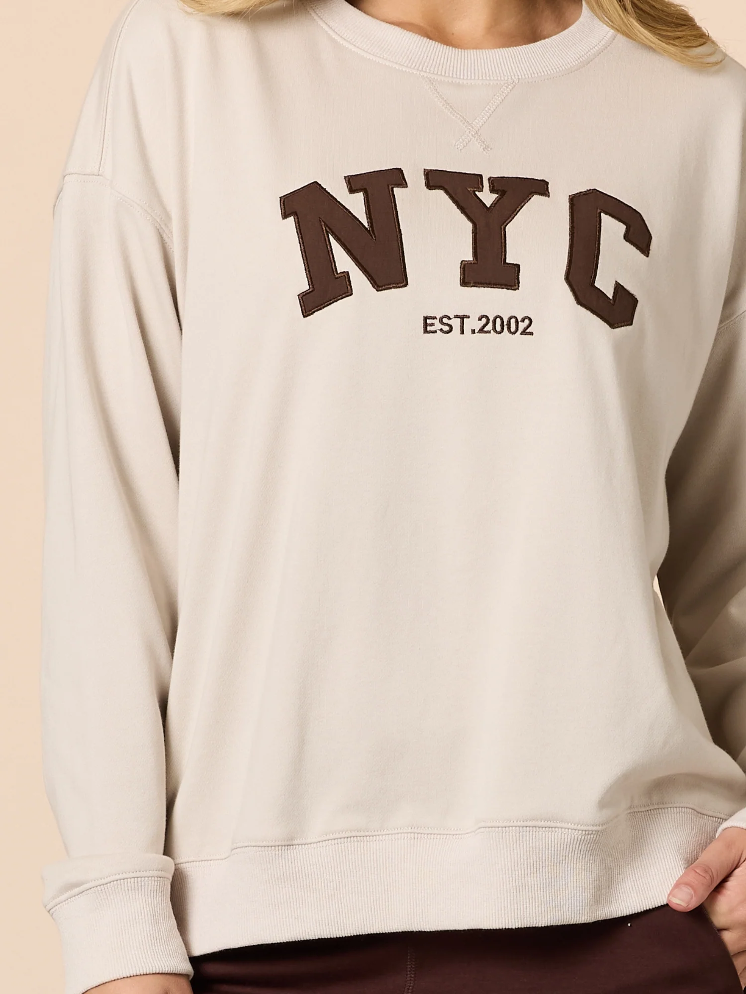 The NYC Embroidered Sweatshirt - Natural - Image 6