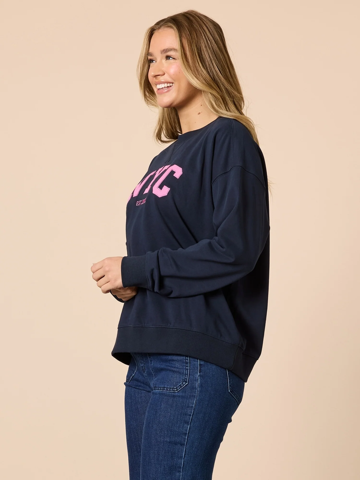 The NYC Embroidered Sweatshirt - Navy - Image 4