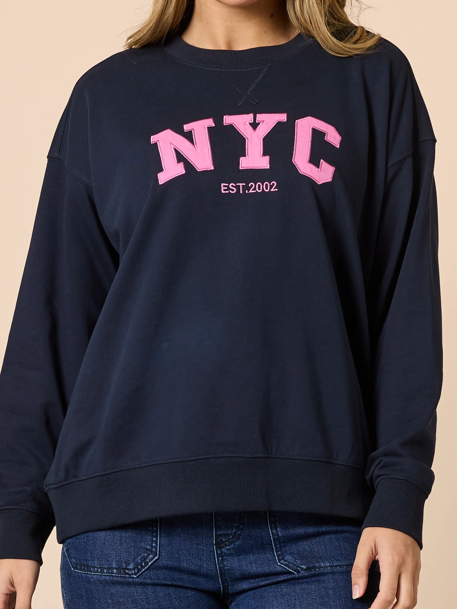 The NYC Embroidered Sweatshirt - Navy - Image 7
