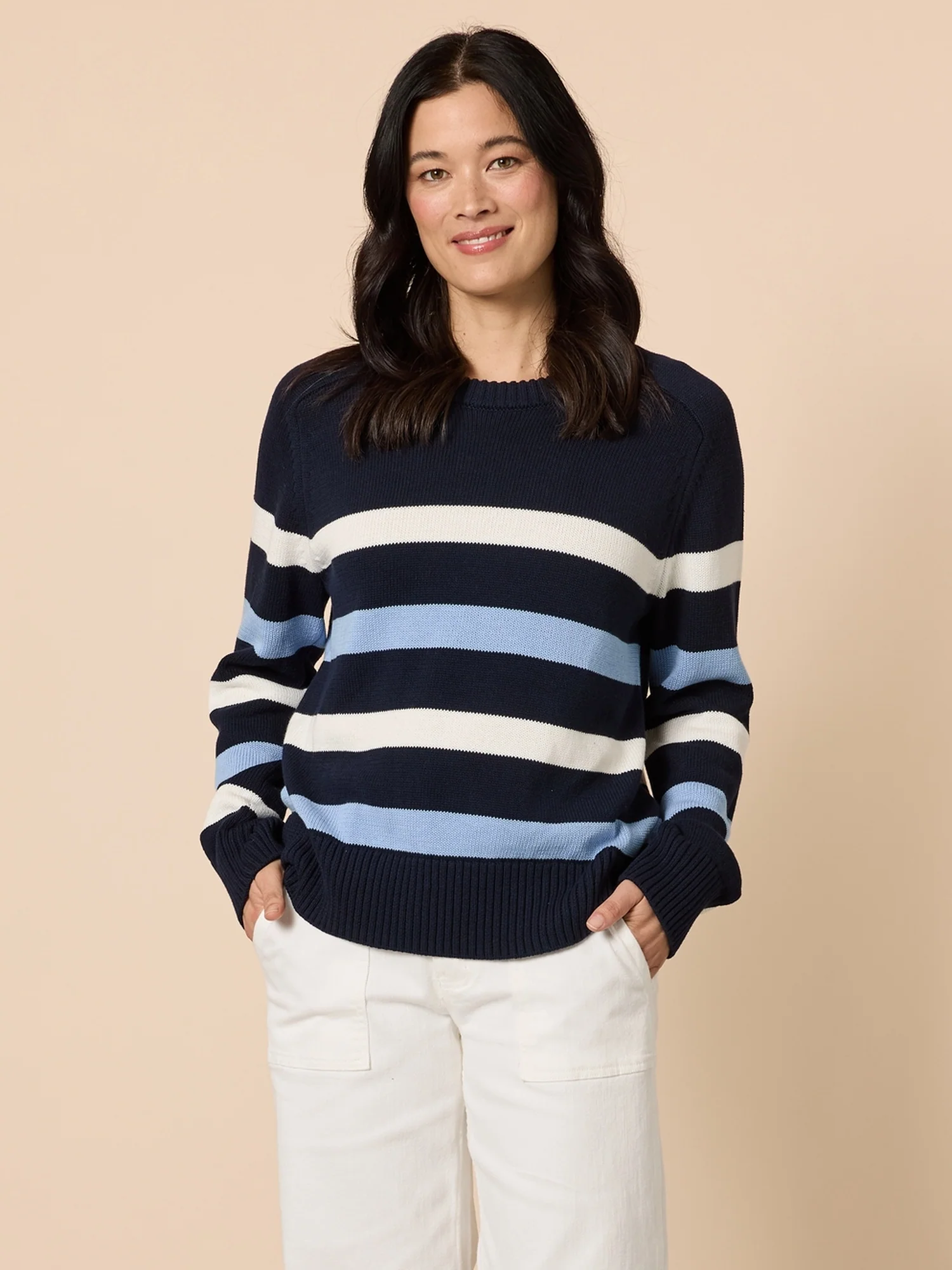 The Pier Stripe Cotton Knit - Navy Multi - Image 3