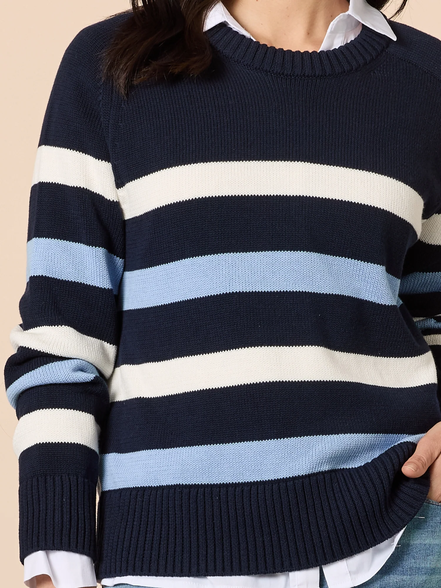 The Pier Stripe Cotton Knit - Navy Multi - Image 7