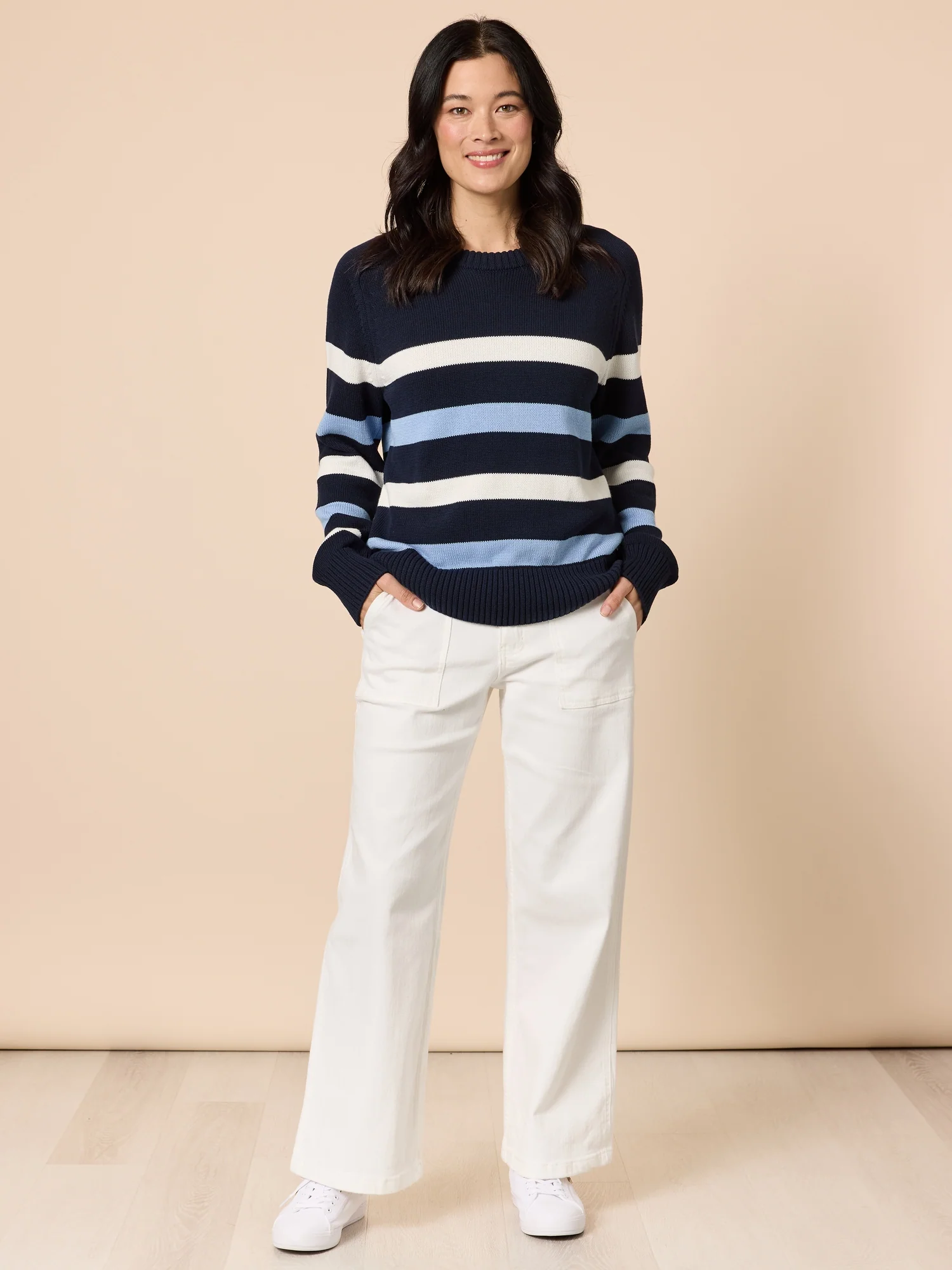 The Pier Stripe Cotton Knit - Navy Multi - Image 8